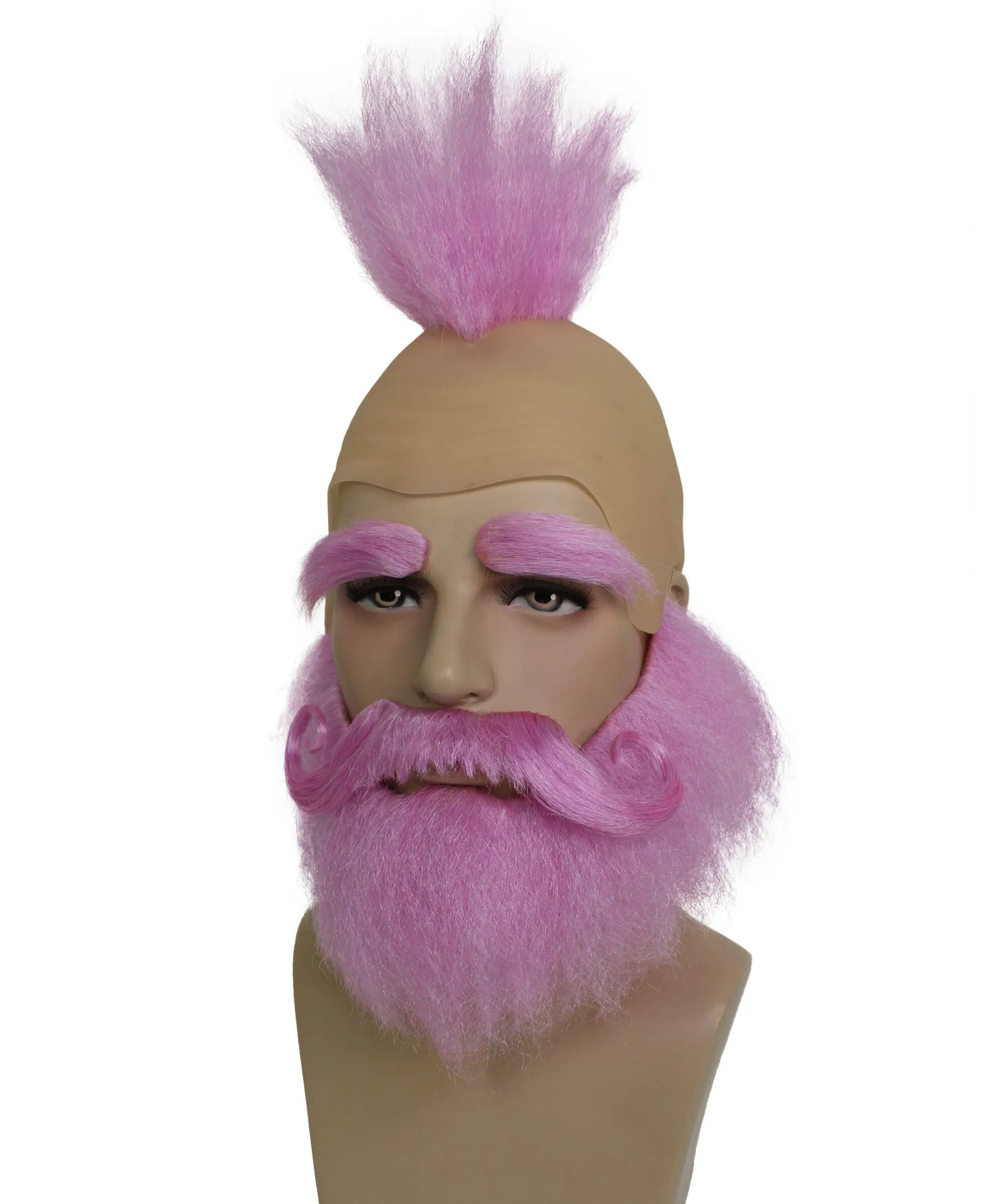 HPO Adult Men's Cartoon Bald Wig with Mustache and Beard Set I Cosplay Wig I Flame-retardant Synthetic Fiber