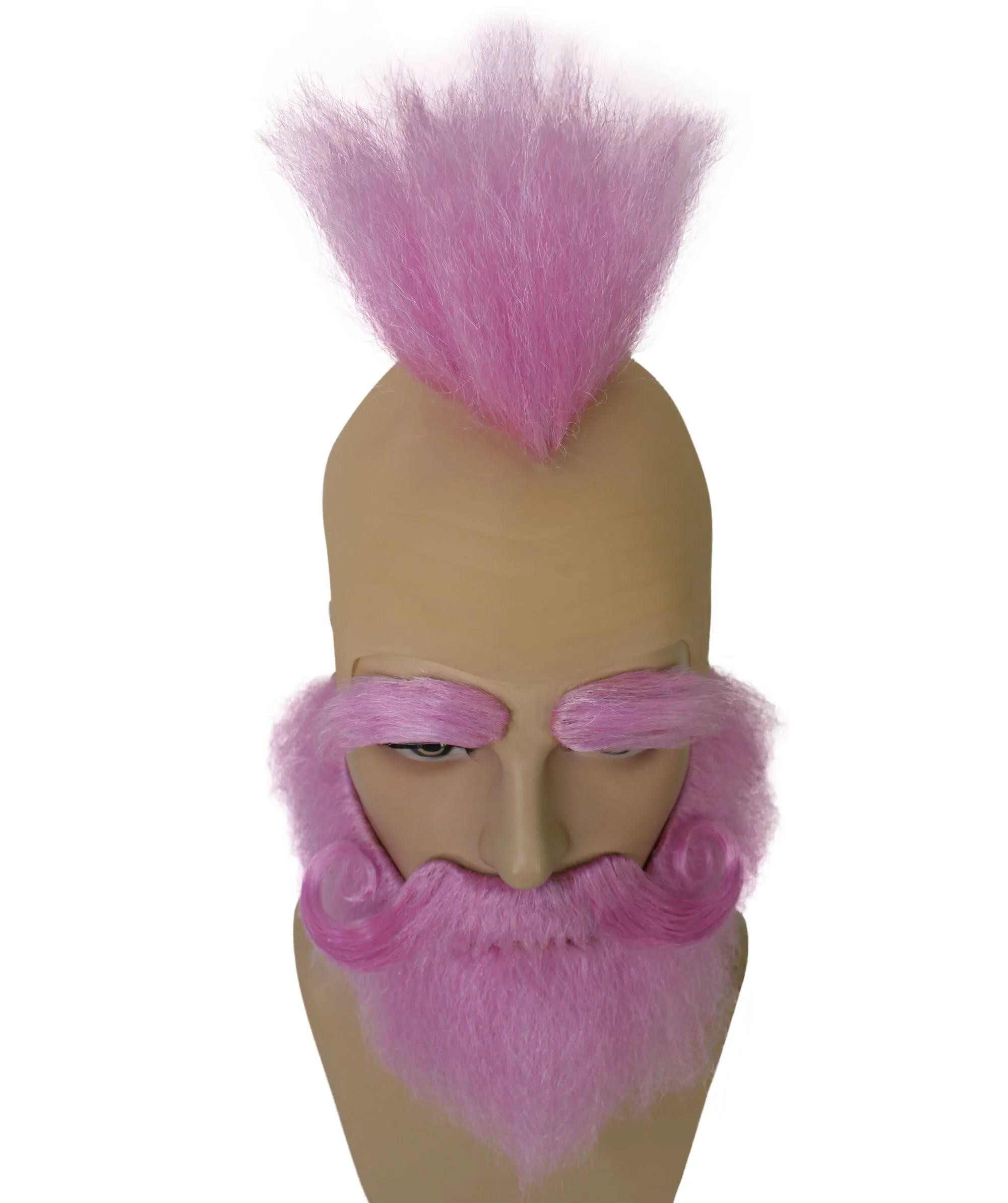 HPO Adult Men's Cartoon Bald Wig with Mustache and Beard Set I Cosplay Wig I Flame-retardant Synthetic Fiber