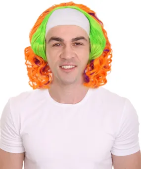 HPO Adult Men’s Multicolor color clown wigs, perfect for Halloween, Flame-retardant synthetic fiber
