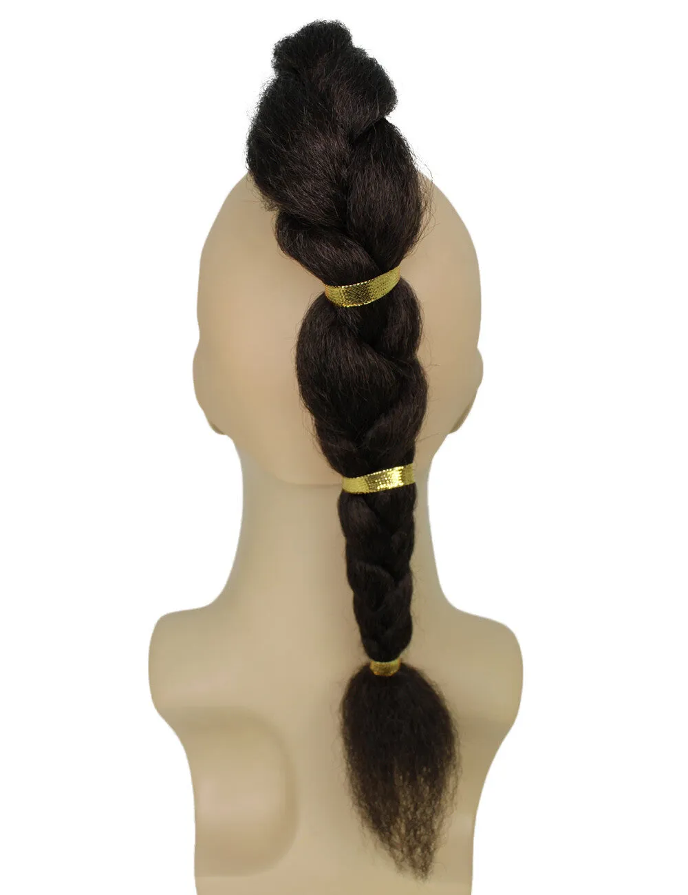 HPO Adult Men's Short Black Braided Wig with Beard and Mustache, Perfect for Halloween, Flame-retardant Synthetic Fiber