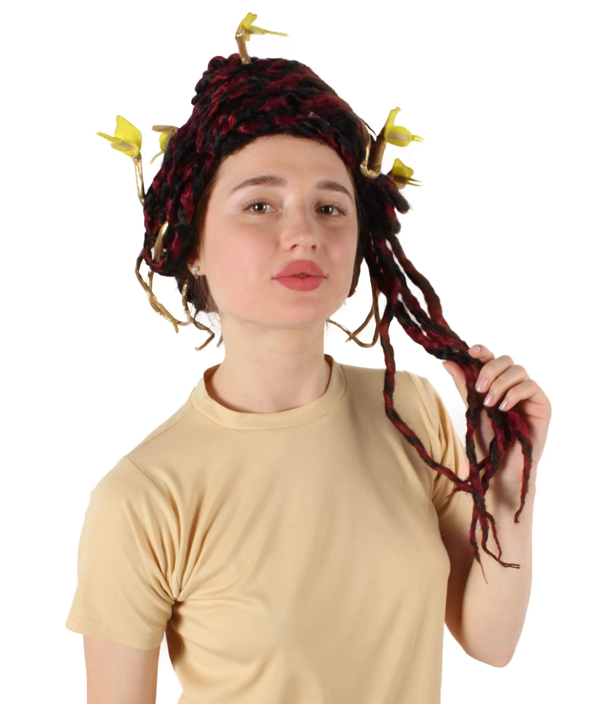 HPO Adult Unisex Greek Mythology Modern Medusa Snake Wig, Multiple Color Options