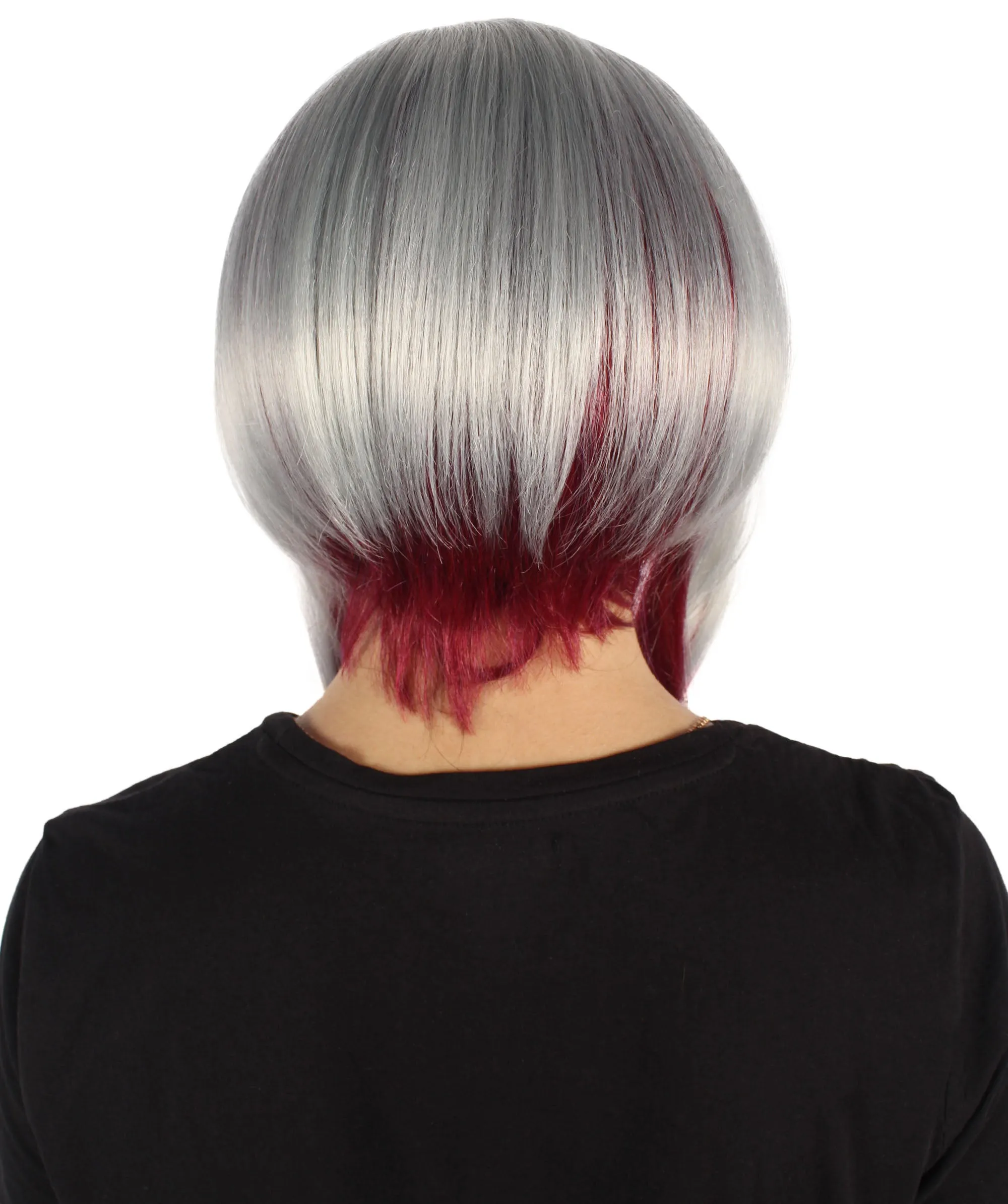 HPO Adult Women's Asymmetric Two Tone Short Bob Wig I Perfect for Cosplay I Flame-retardant Synthetic Fiber