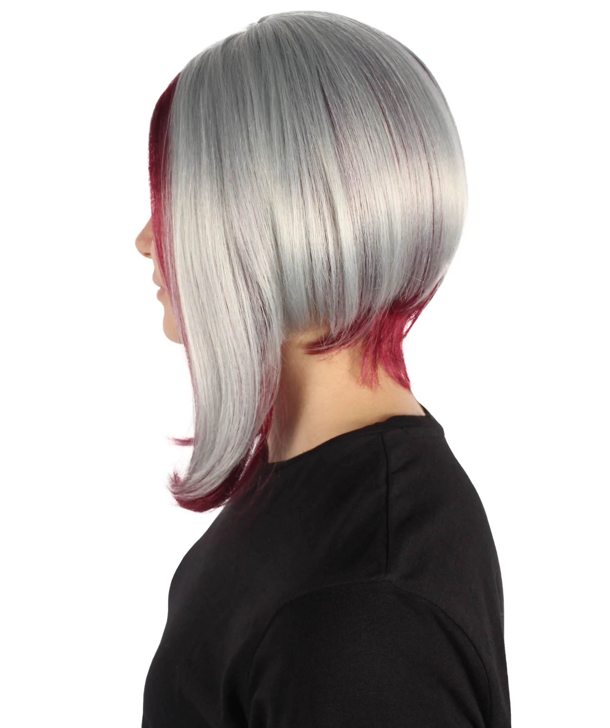 HPO Adult Women's Asymmetric Two Tone Short Bob Wig I Perfect for Cosplay I Flame-retardant Synthetic Fiber
