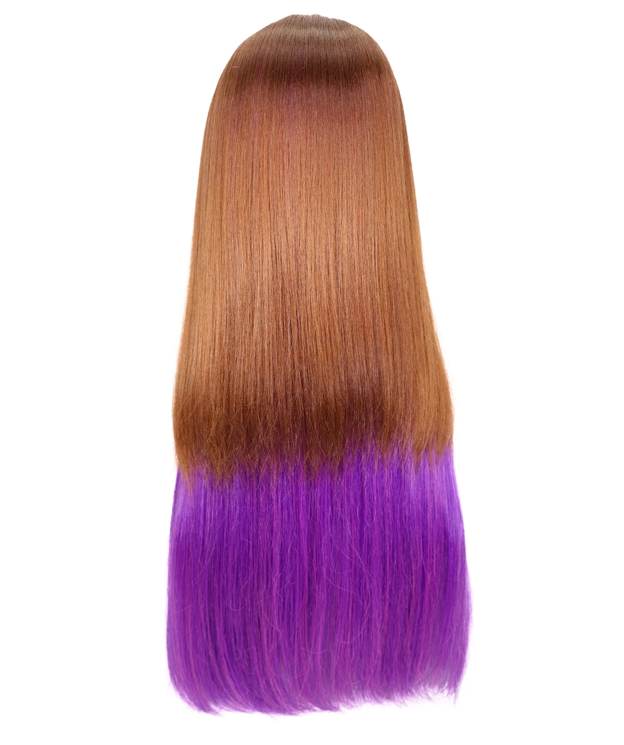 HPO Adult Women's Doll Figure Long Straight Wig with Purple Streaks | Cosplay Wig | Flame-retardant Synthetic Fiber