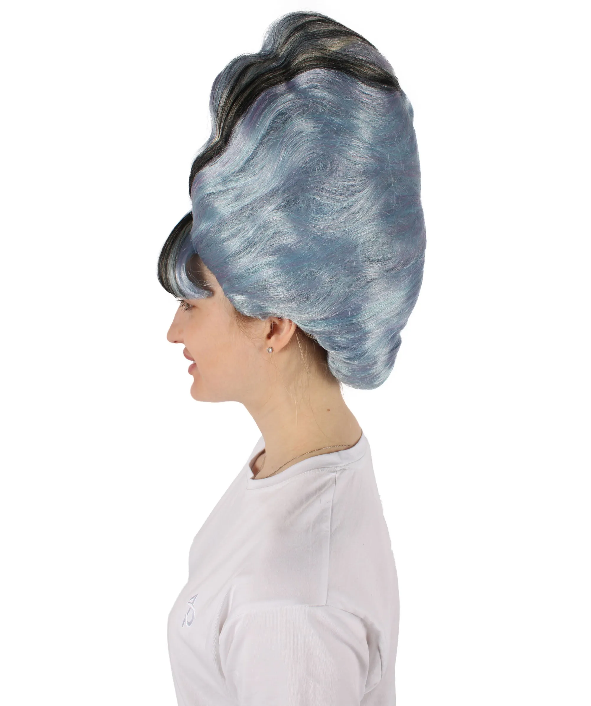 HPO Adult Women's French Blue Drag Wig I Perfect for Cosplay I Flame-retardant Synthetic Fiber