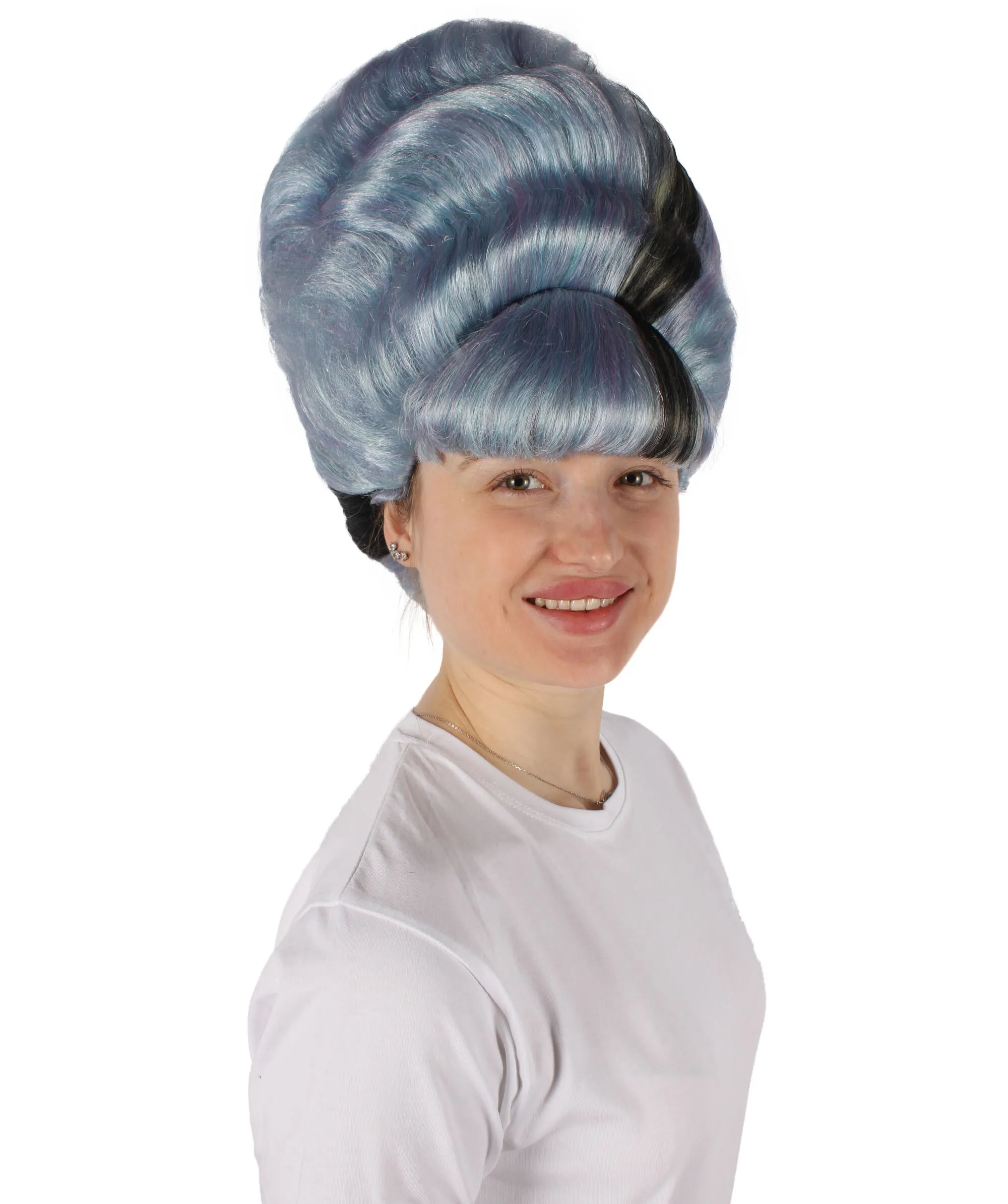 HPO Adult Women's French Blue Drag Wig I Perfect for Cosplay I Flame-retardant Synthetic Fiber