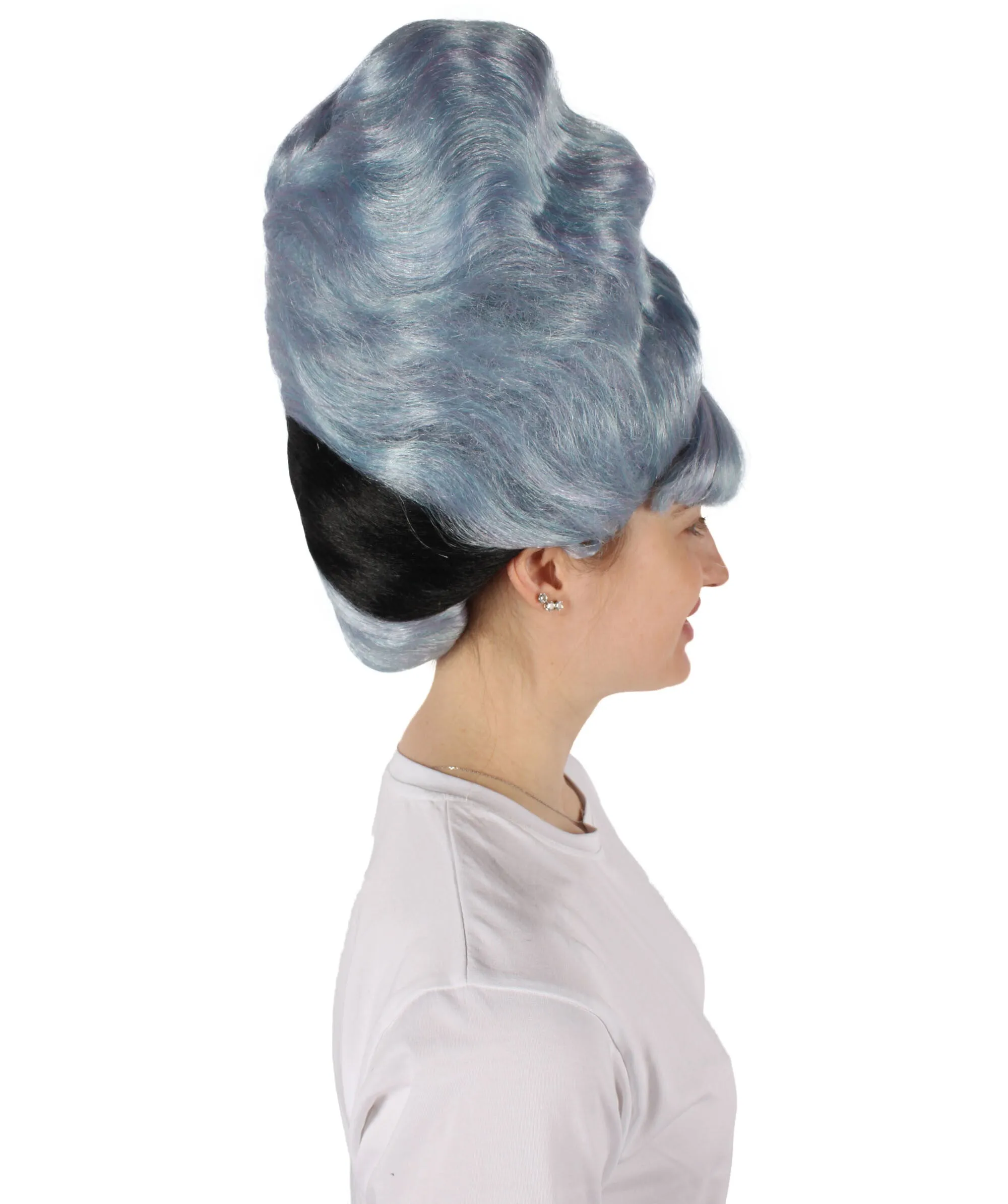 HPO Adult Women's French Blue Drag Wig I Perfect for Cosplay I Flame-retardant Synthetic Fiber