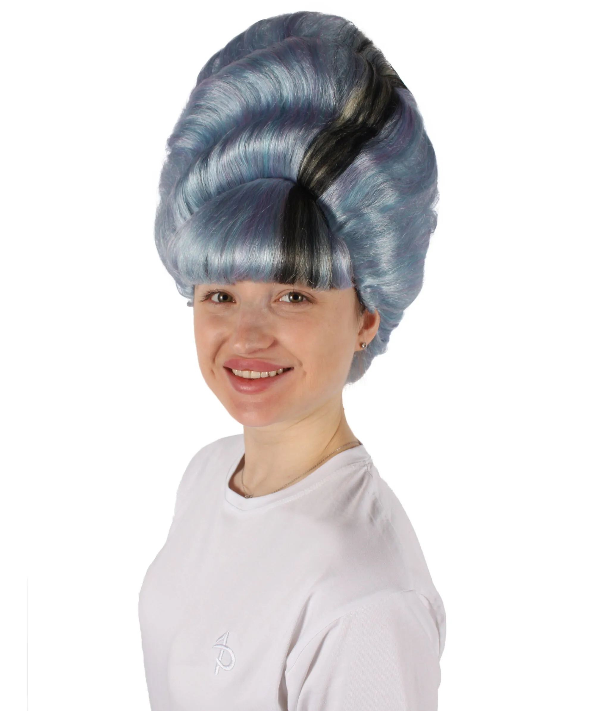 HPO Adult Women's French Blue Drag Wig I Perfect for Cosplay I Flame-retardant Synthetic Fiber