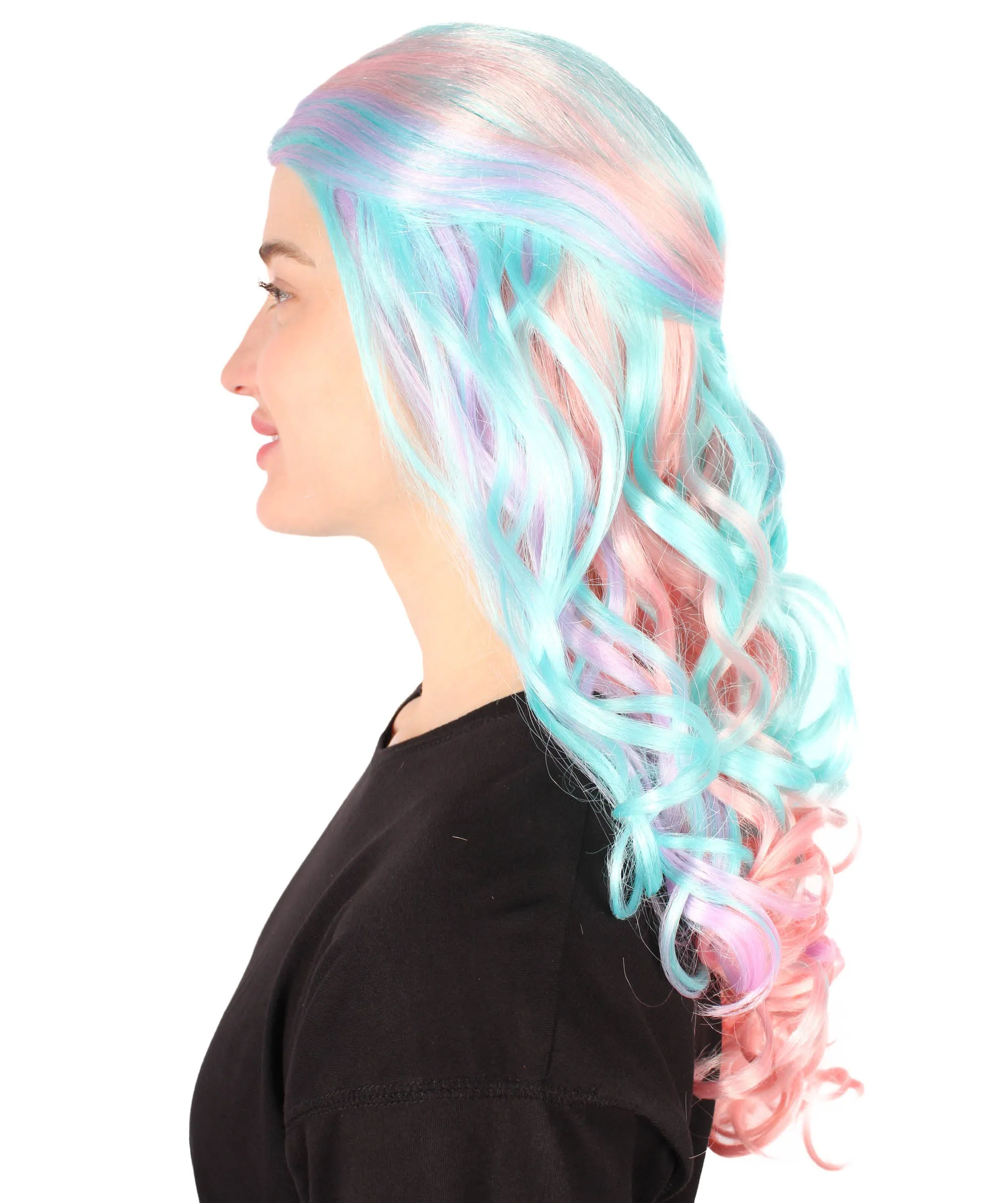 HPO Adult Women's Long Curly Colorful Cosplay Base Wig | Multiple Color Options