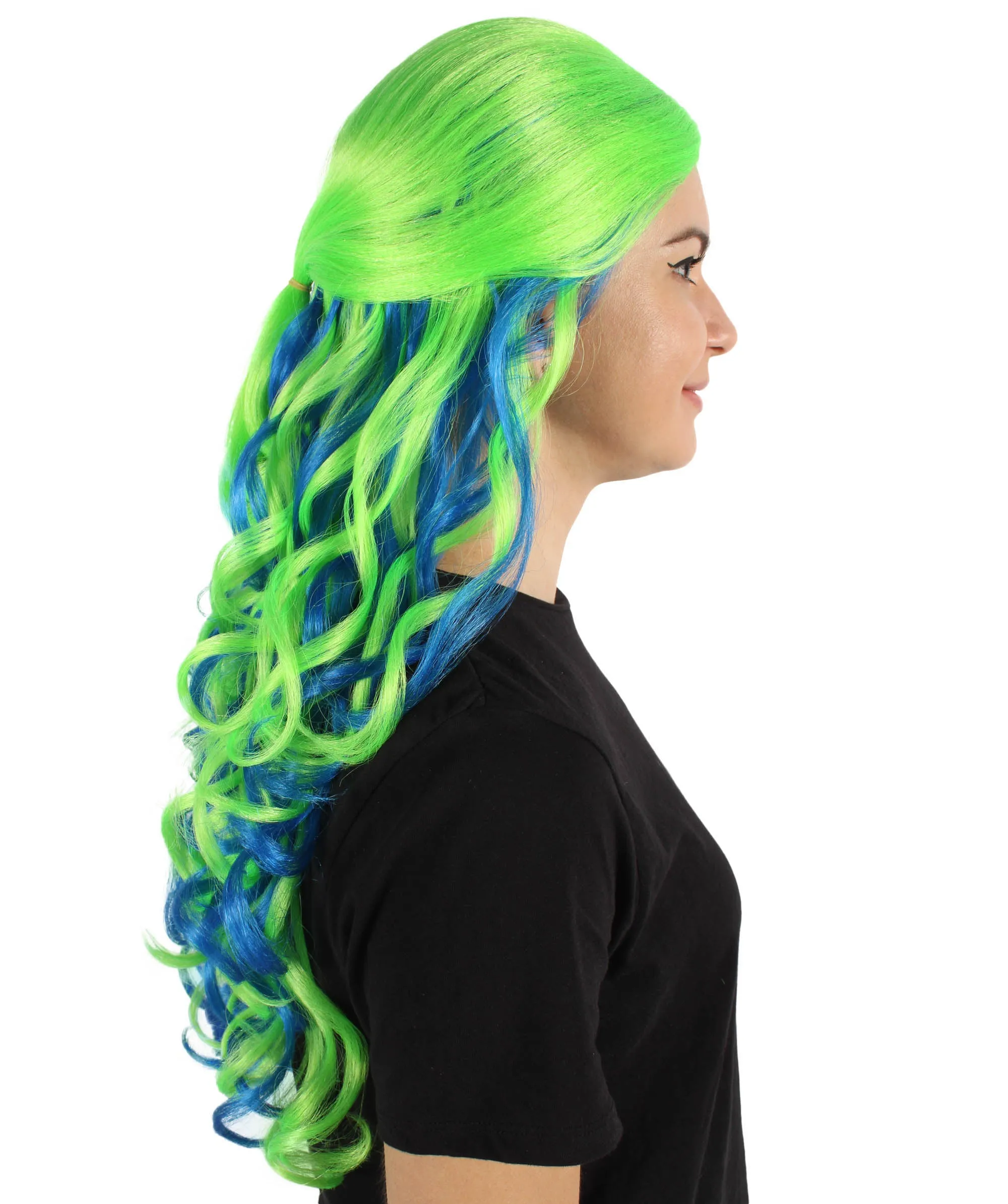 HPO Adult Women's Long Curly Colorful Cosplay Base Wig | Multiple Color Options