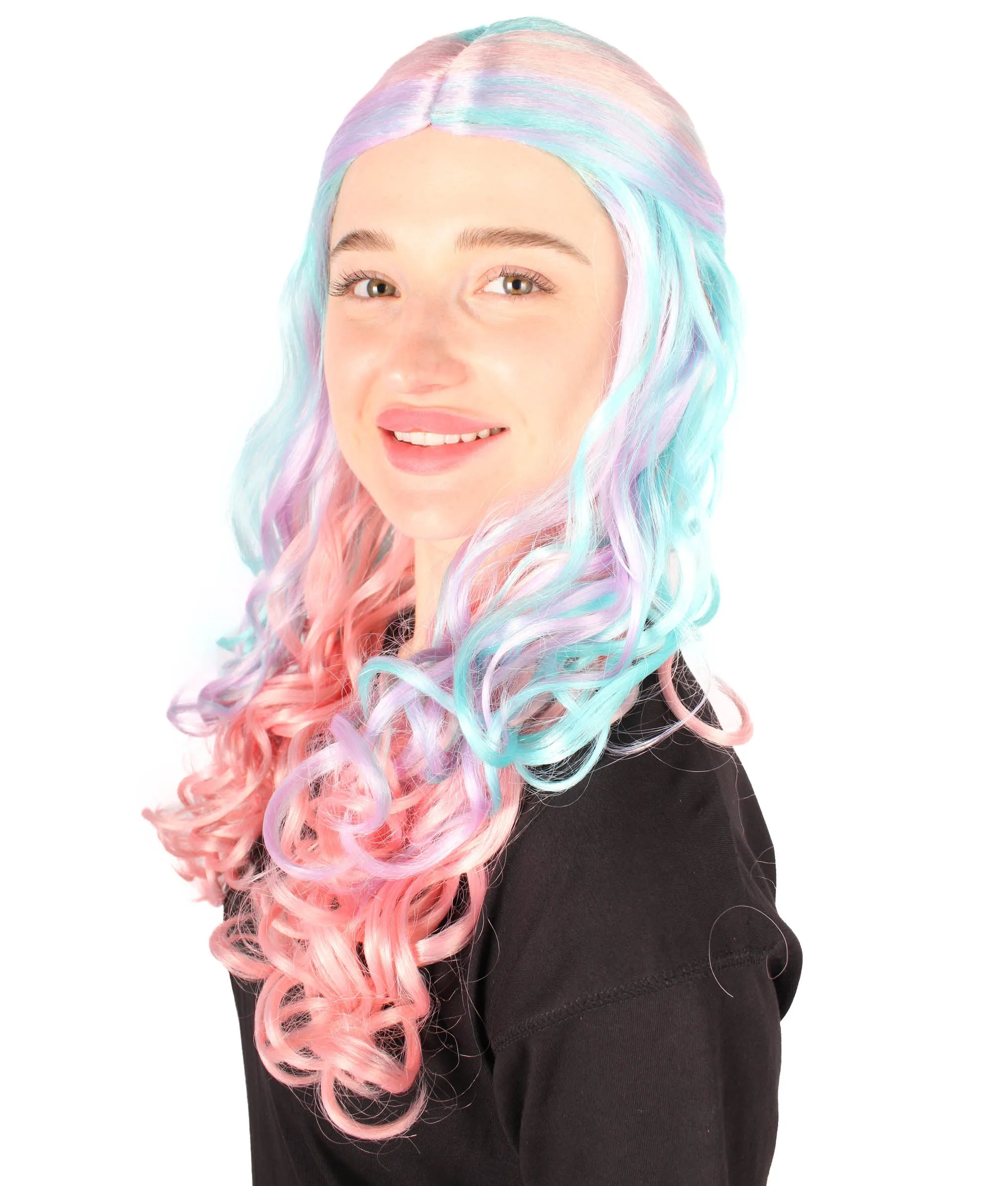 HPO Adult Women's Long Curly Colorful Cosplay Base Wig | Multiple Color Options