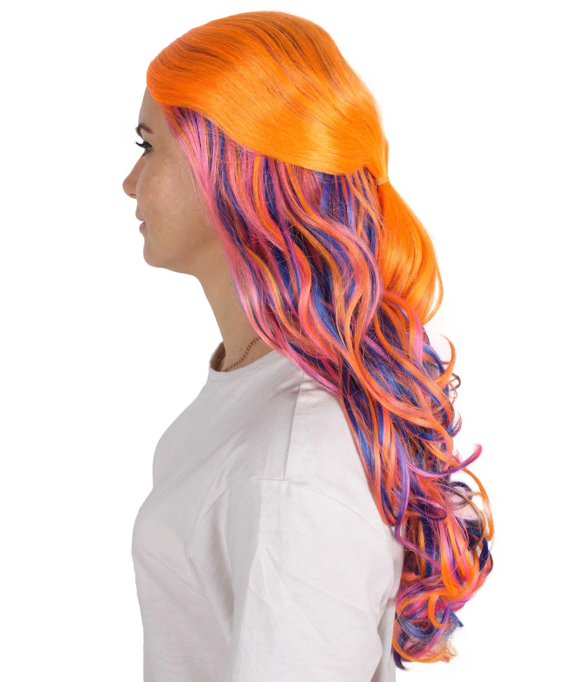 HPO Adult Women's Long Curly Colorful Cosplay Base Wig | Multiple Color Options