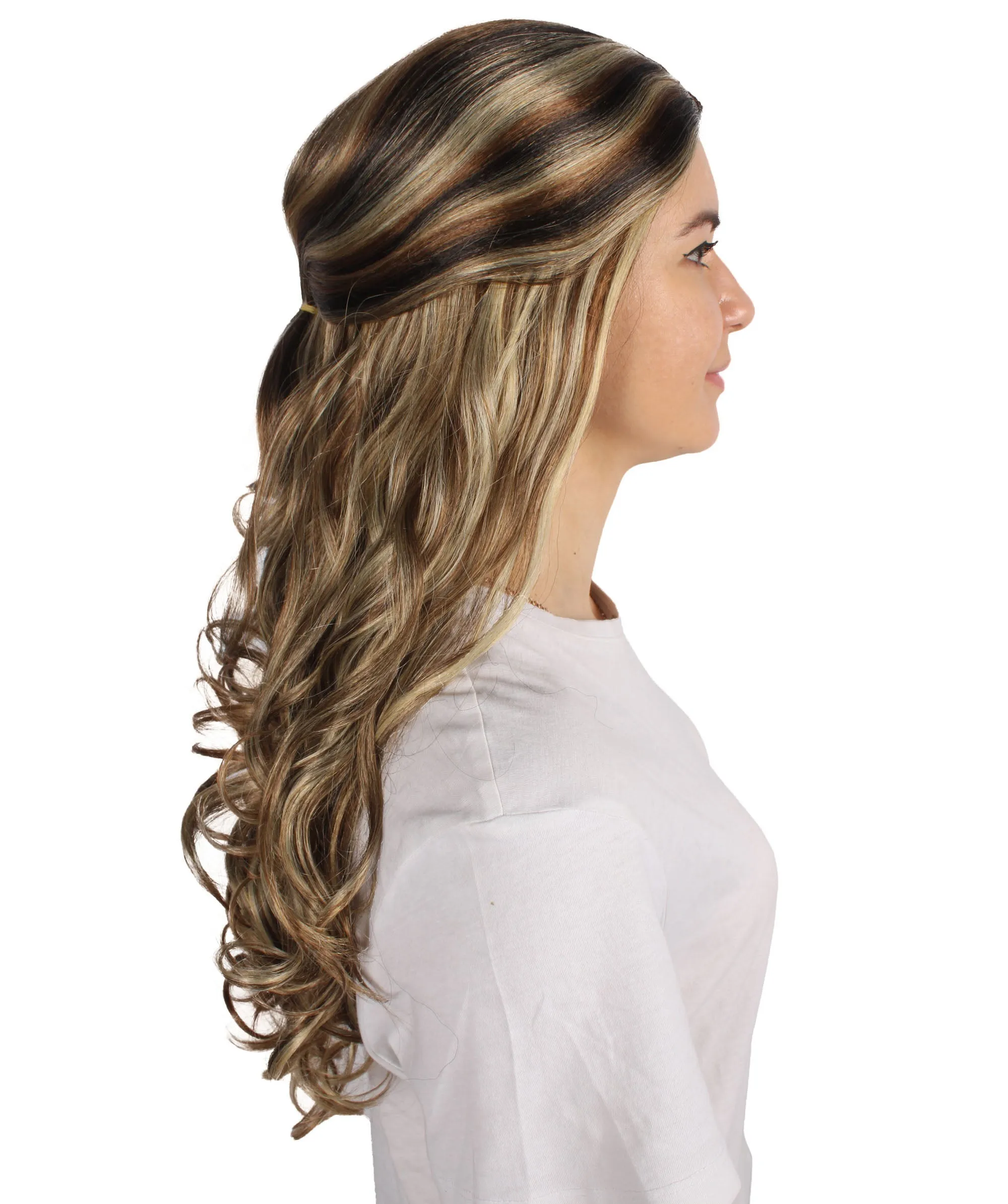 HPO Adult Women's Long Curly Colorful Cosplay Base Wig | Multiple Color Options