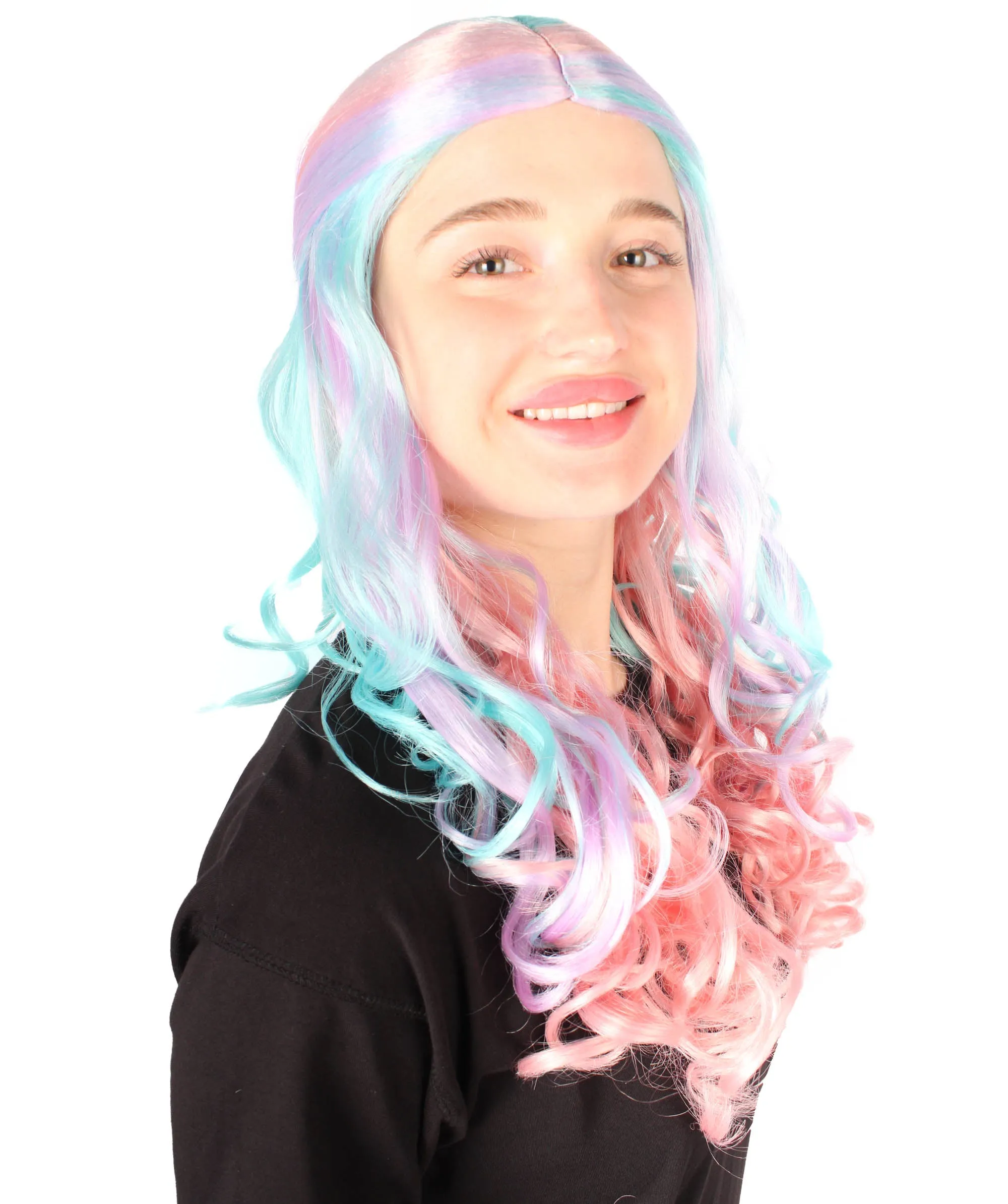 HPO Adult Women's Long Curly Colorful Cosplay Base Wig | Multiple Color Options