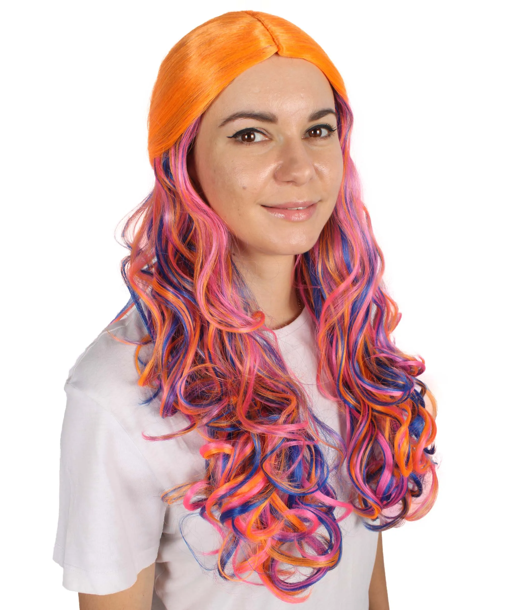HPO Adult Women's Long Curly Colorful Cosplay Base Wig | Multiple Color Options