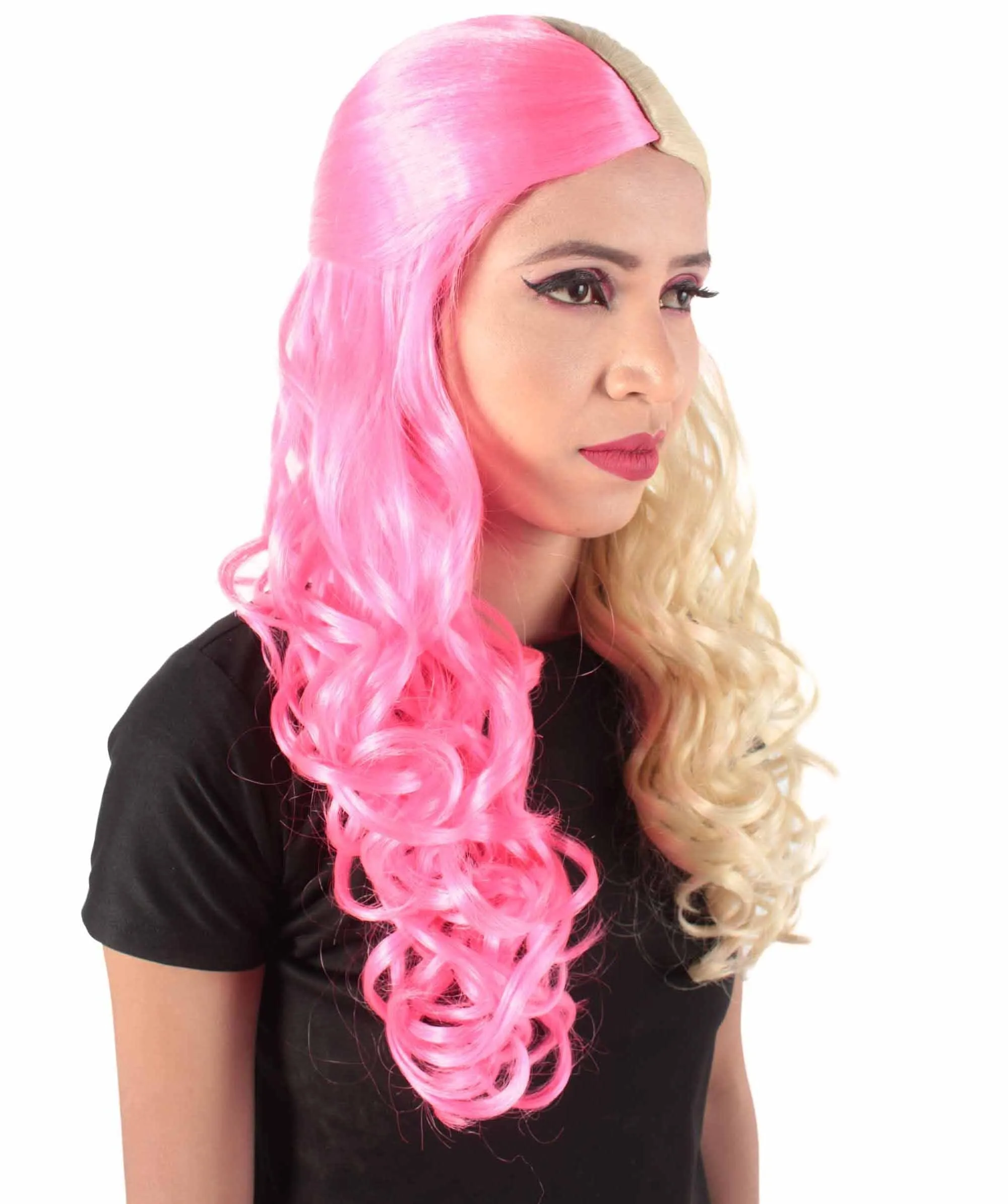 HPO Adult Women's Long Curly Colorful Cosplay Base Wig | Multiple Color Options