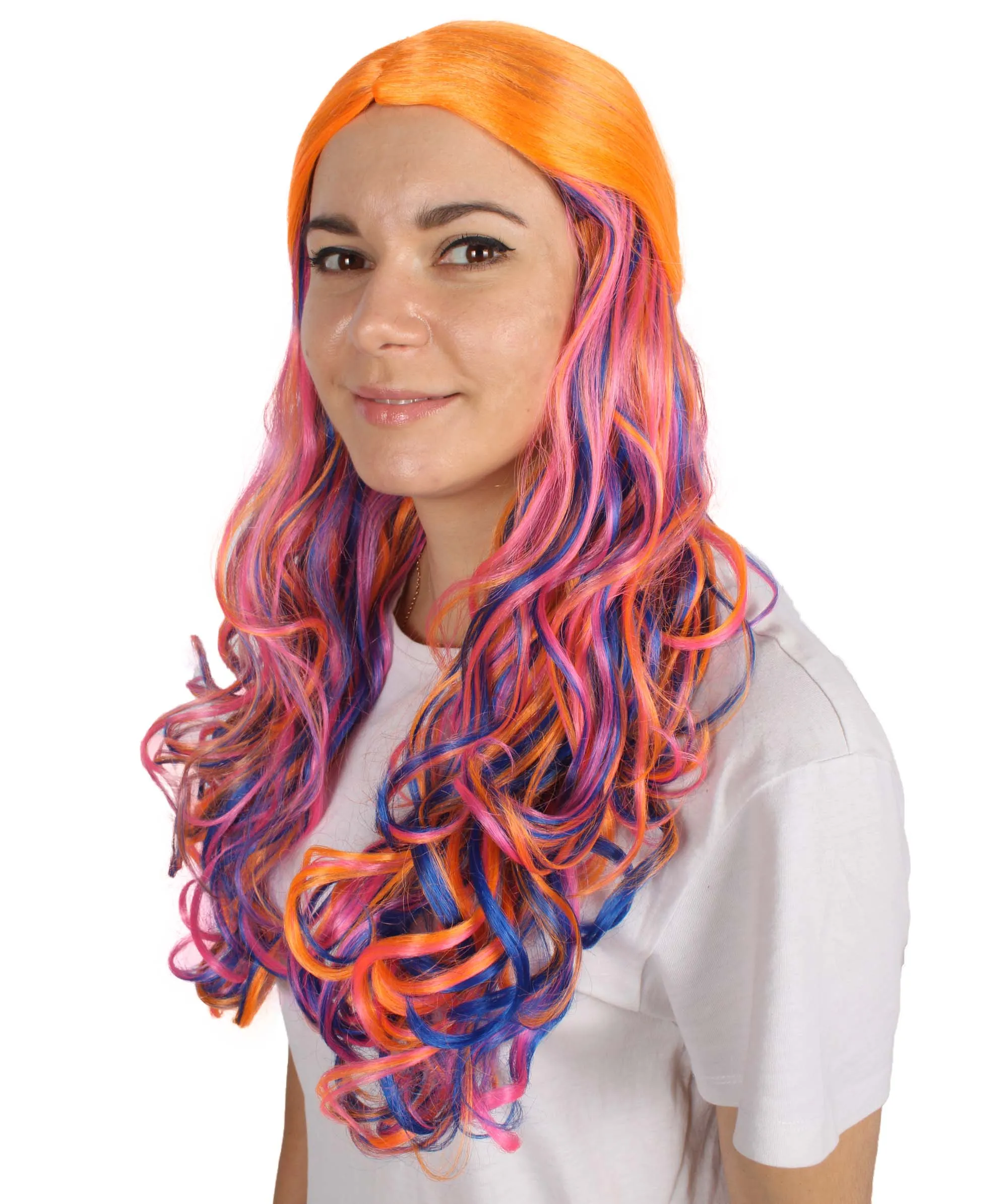 HPO Adult Women's Long Curly Colorful Cosplay Base Wig | Multiple Color Options