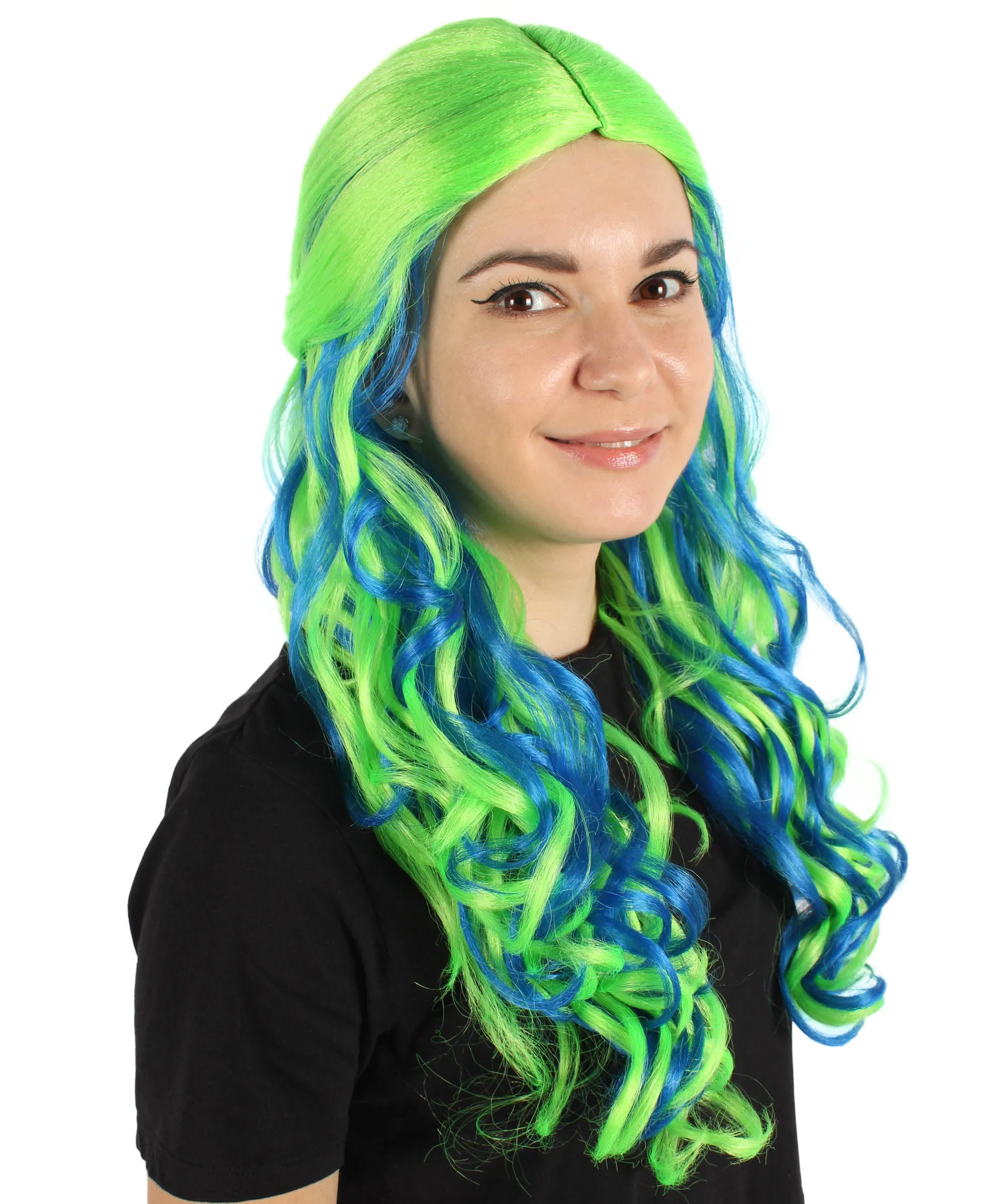 HPO Adult Women's Long Curly Colorful Cosplay Base Wig | Multiple Color Options