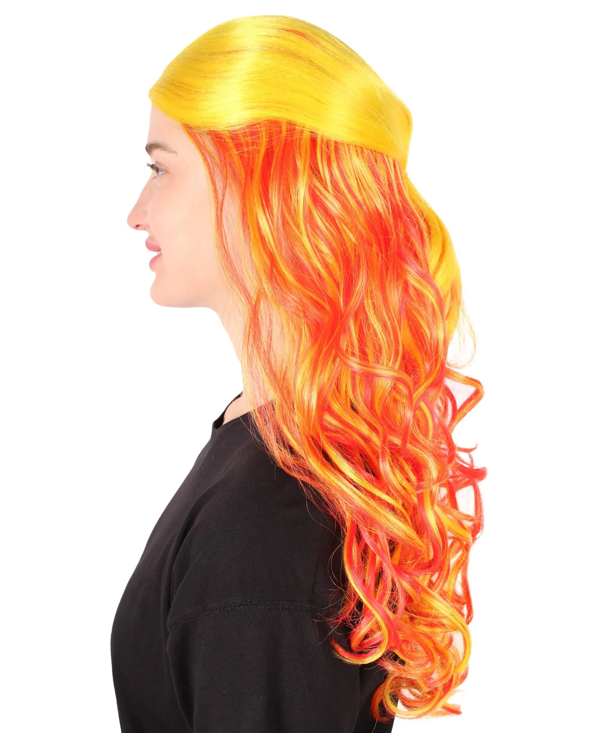 HPO Adult Women's Long Curly Colorful Cosplay Base Wig | Multiple Color Options