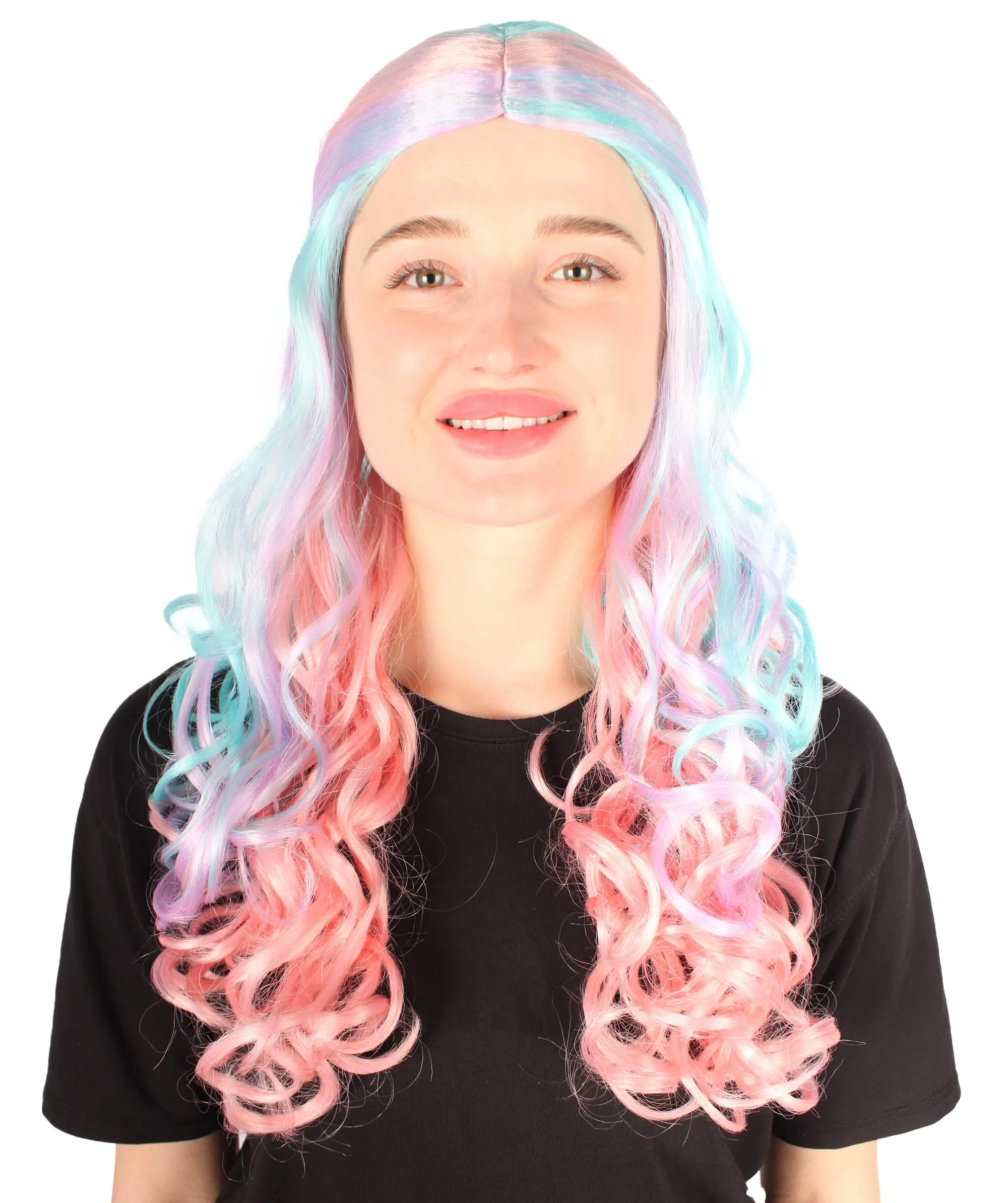 HPO Adult Women's Long Curly Colorful Cosplay Base Wig | Multiple Color Options