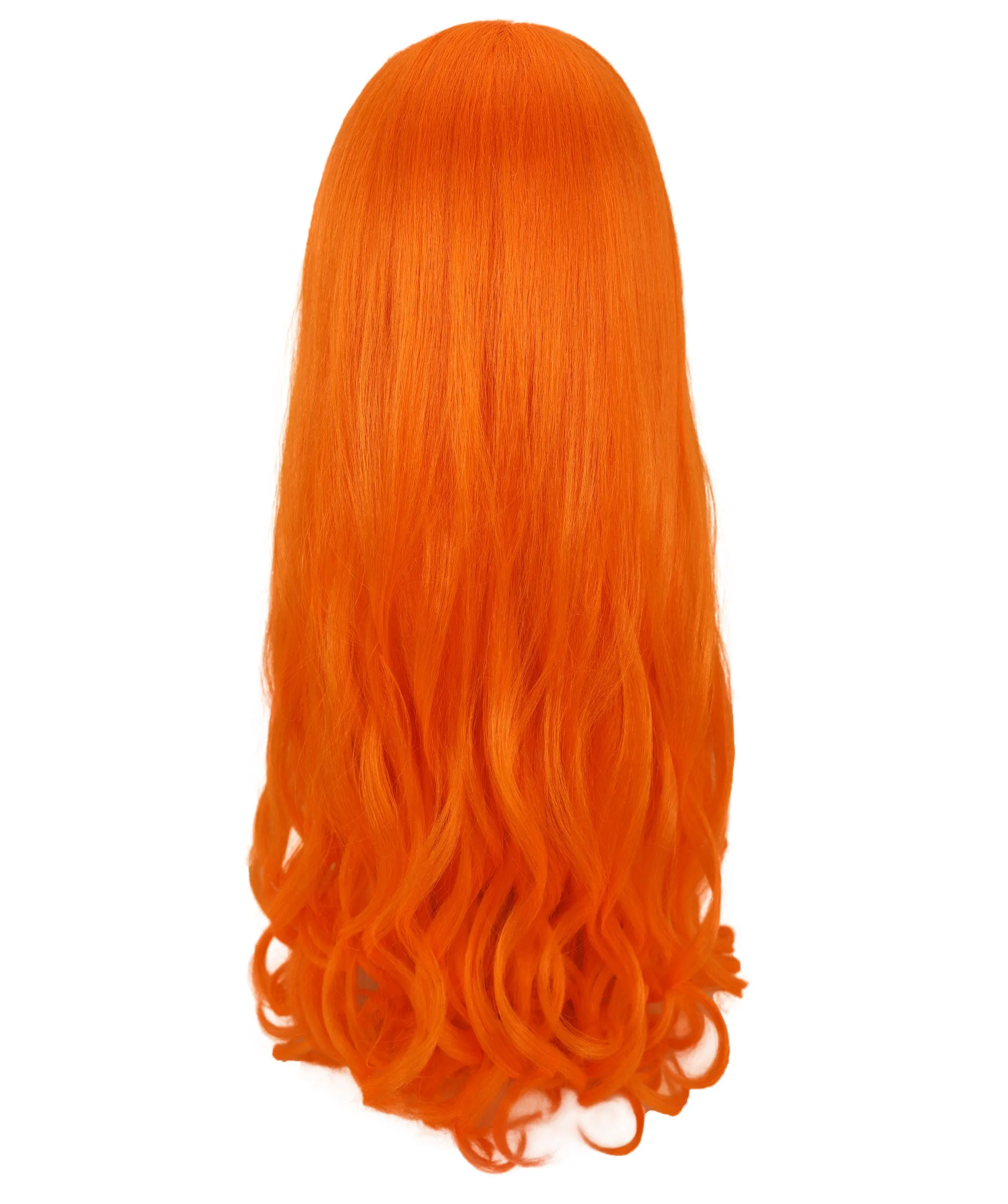 HPO Adult Women's  Long Curly Wig with Fringe | Multiple Color Option |Flame-retardant Synthetic Fiber Wig| Perfect for Halloween
