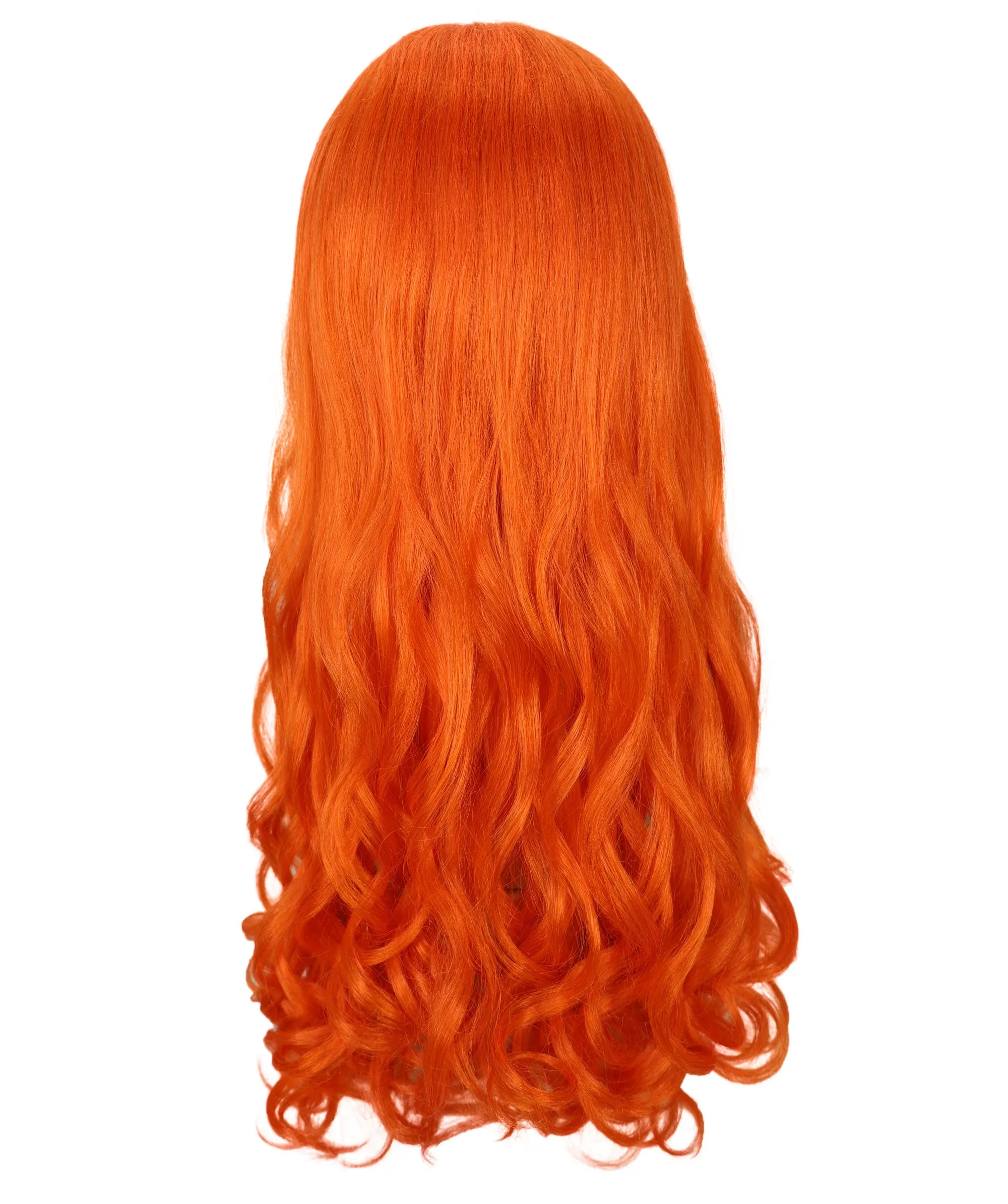 HPO Adult Women's  Long Curly Wig with Fringe | Multiple Color Option |Flame-retardant Synthetic Fiber Wig| Perfect for Halloween