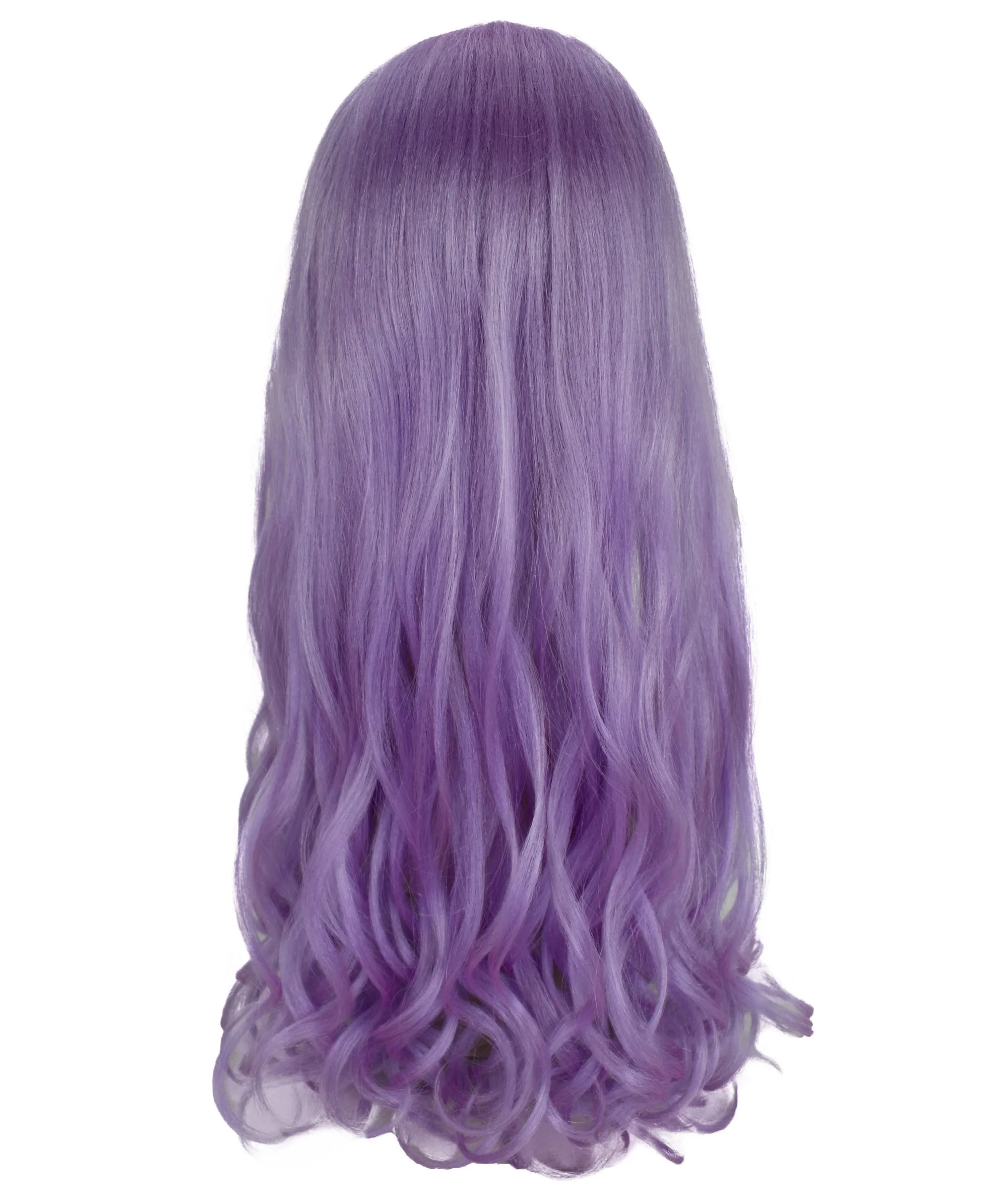 HPO Adult Women's  Long Curly Wig with Fringe | Multiple Color Option |Flame-retardant Synthetic Fiber Wig| Perfect for Halloween