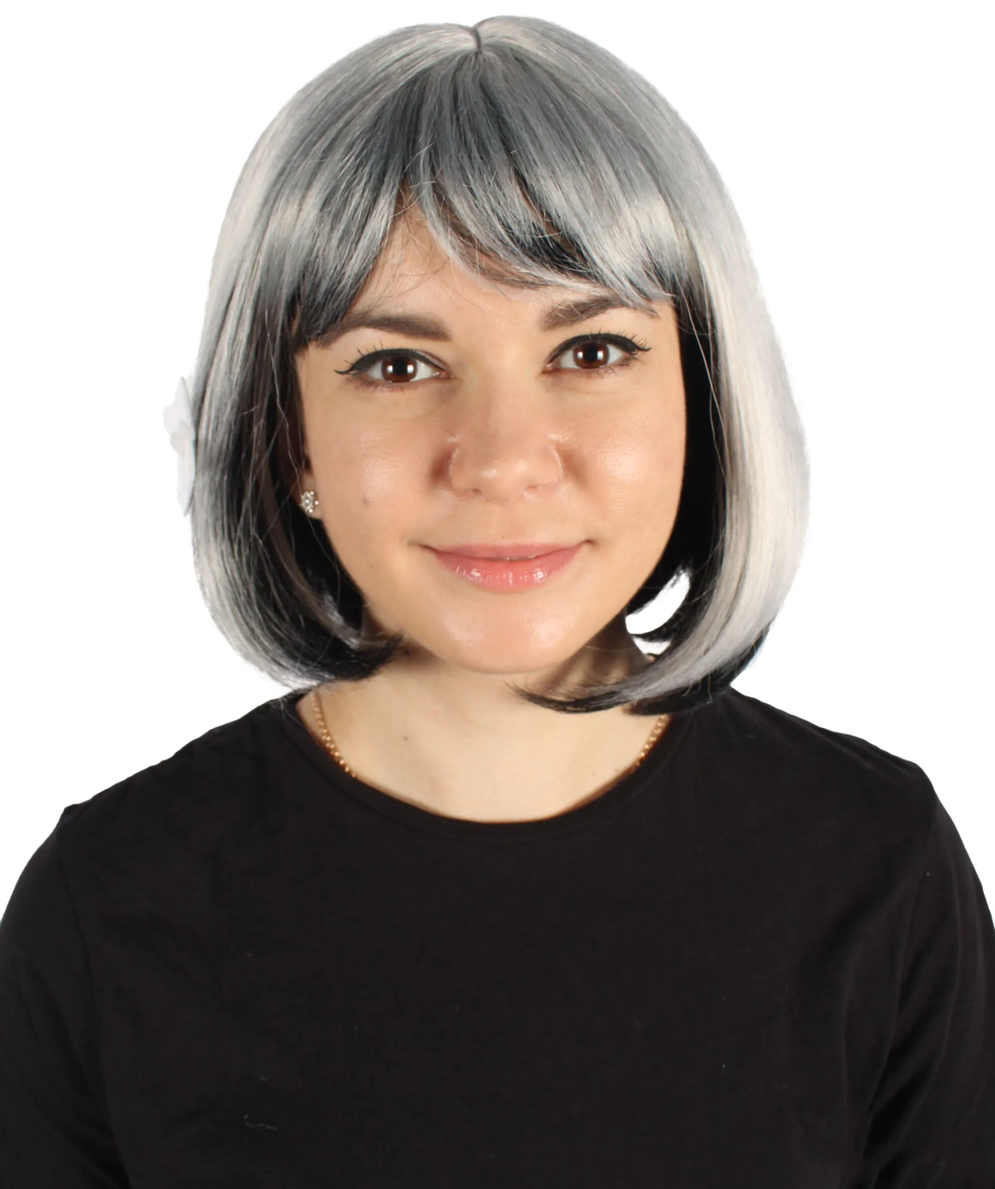 HPO Adult Women's Rapper Black & White Wig I Perfect for Cosplay I Flame-retardant Synthetic Fiber