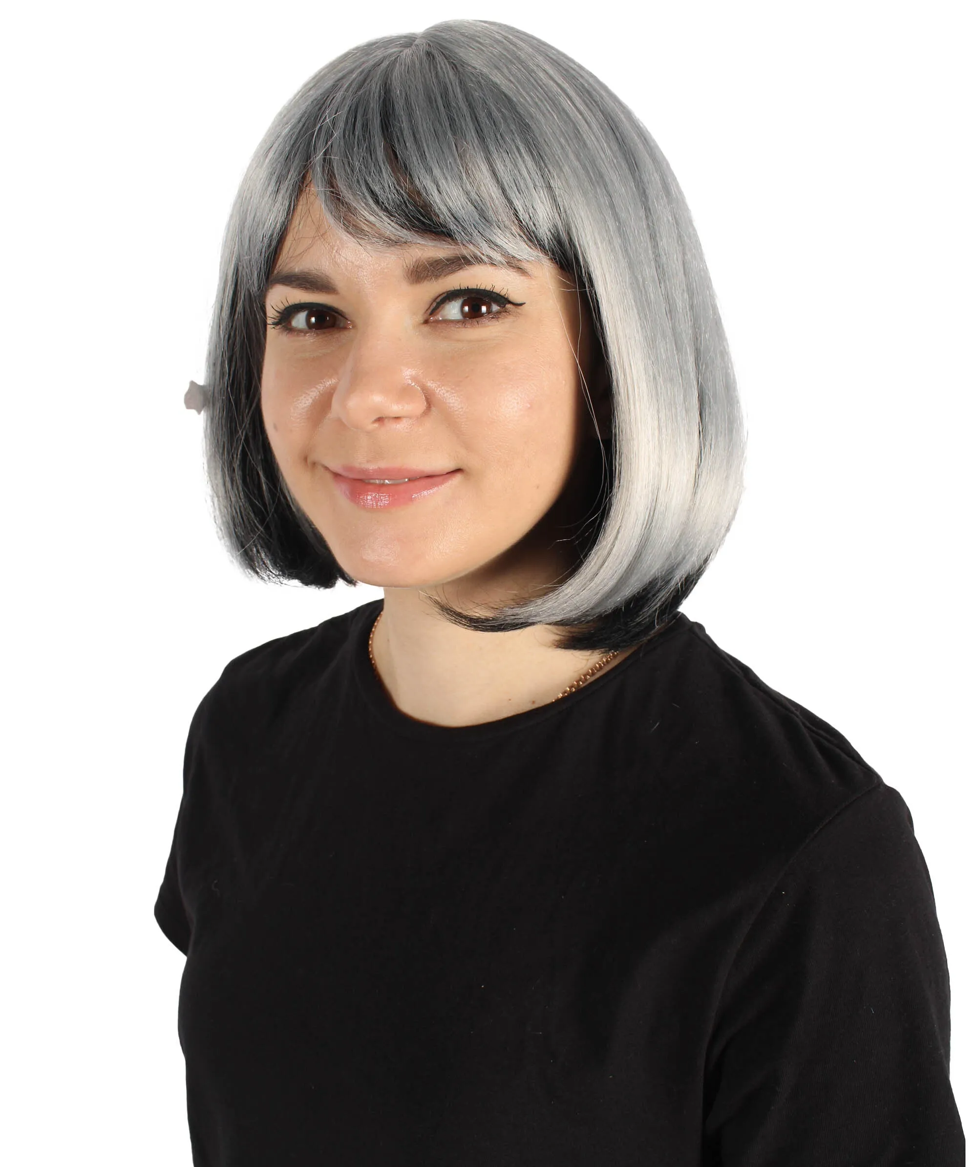 HPO Adult Women's Rapper Black & White Wig I Perfect for Cosplay I Flame-retardant Synthetic Fiber