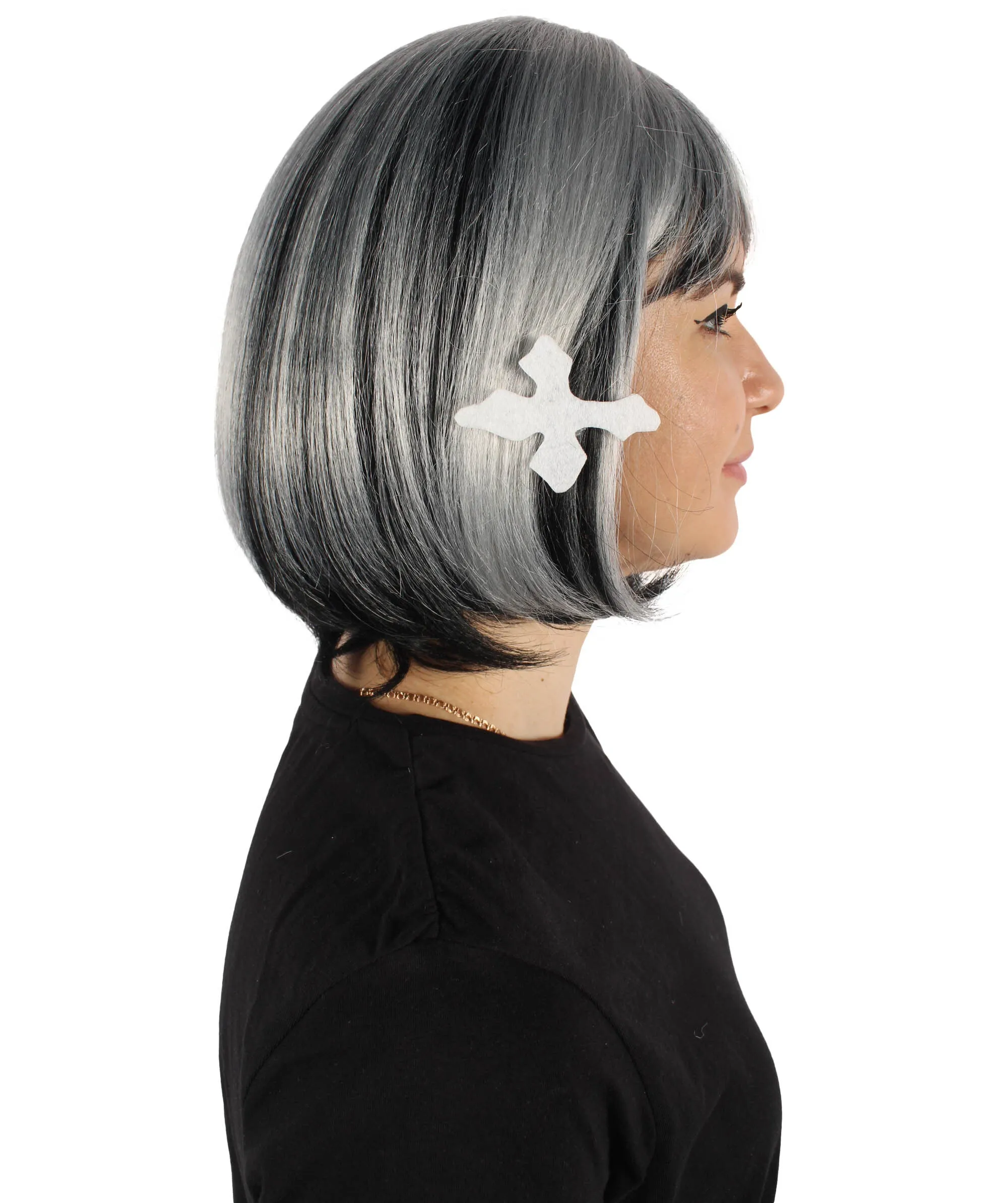 HPO Adult Women's Rapper Black & White Wig I Perfect for Cosplay I Flame-retardant Synthetic Fiber