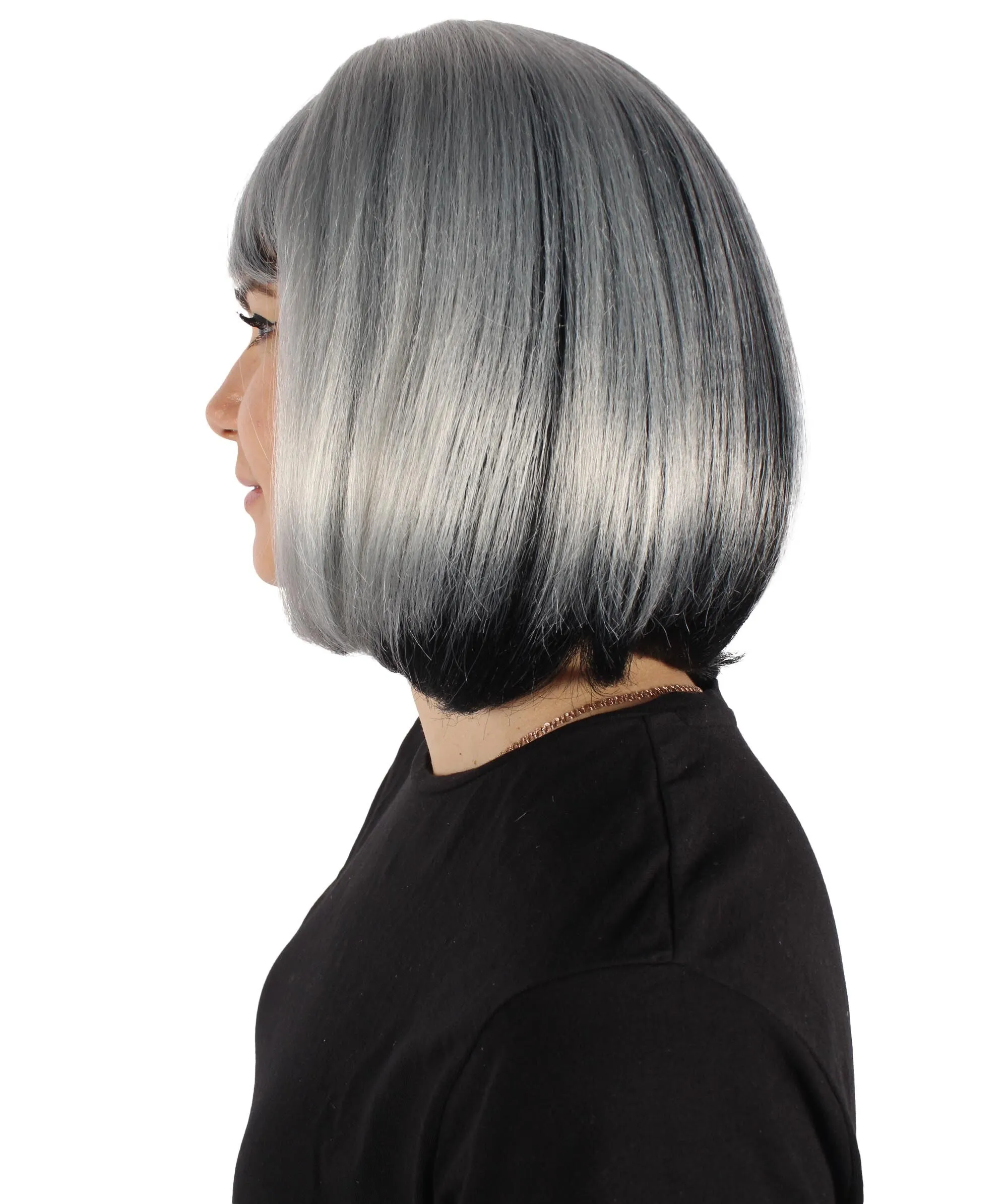 HPO Adult Women's Rapper Black & White Wig I Perfect for Cosplay I Flame-retardant Synthetic Fiber