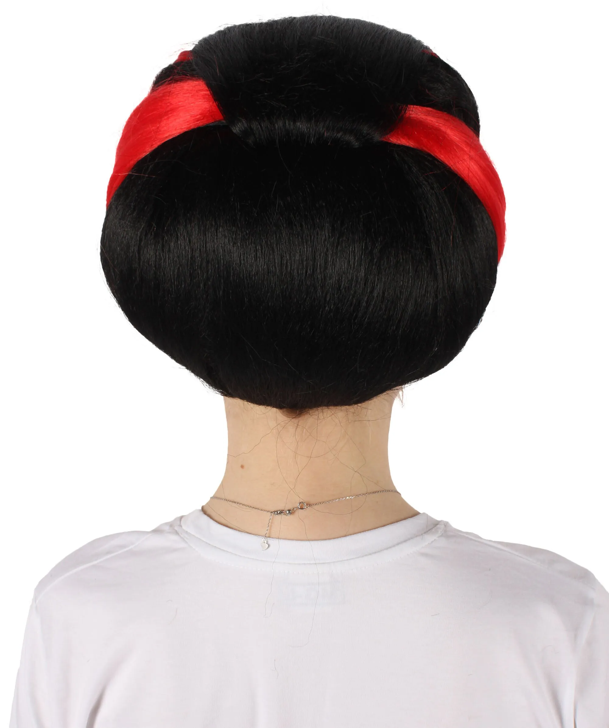 HPO Adult Women's Volumized Black & Red Wig I Perfect for Cosplay I Flame-retardant Synthetic Fiber