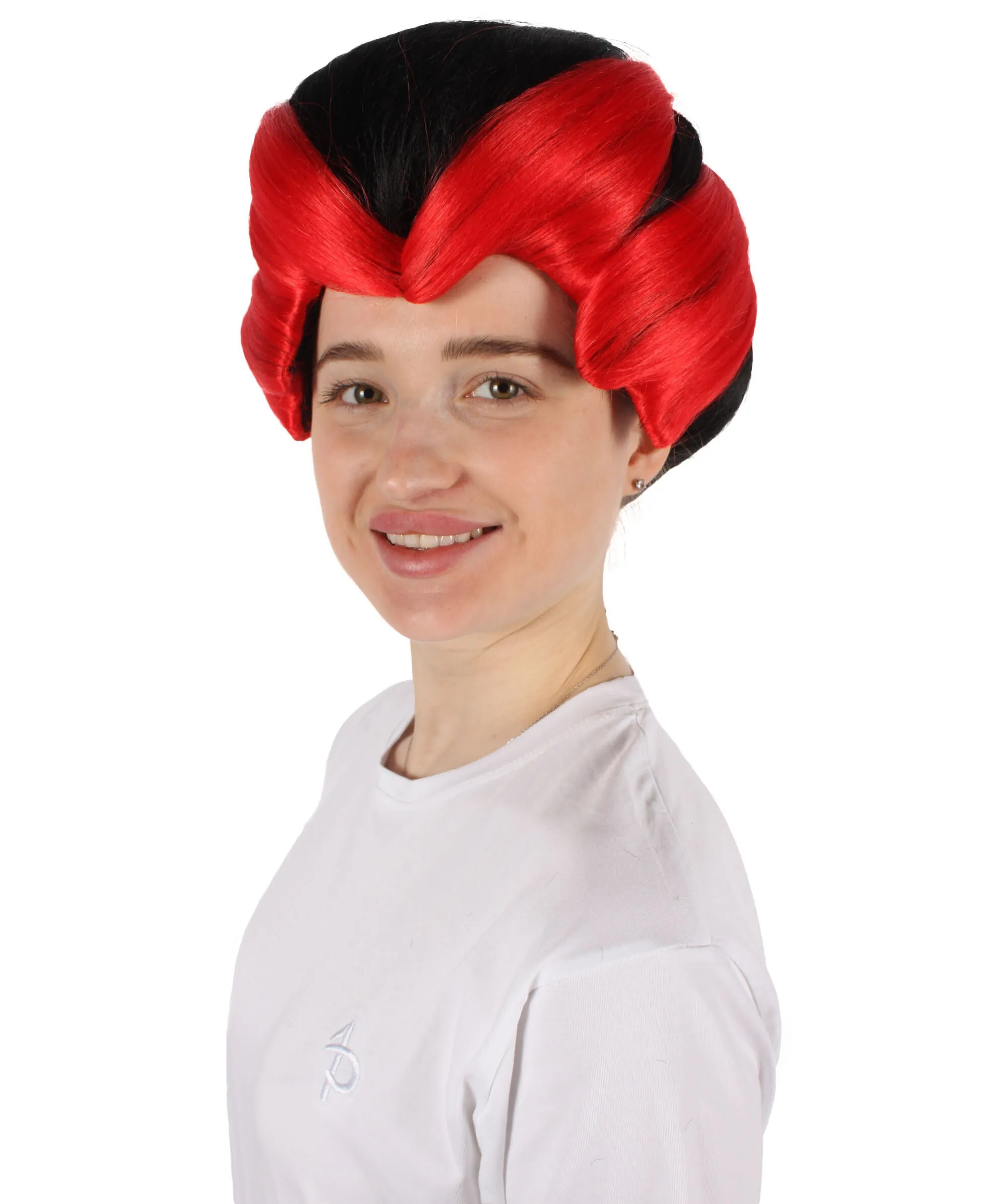 HPO Adult Women's Volumized Black & Red Wig I Perfect for Cosplay I Flame-retardant Synthetic Fiber