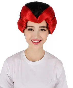 HPO Adult Women's Volumized Black & Red Wig I Perfect for Cosplay I Flame-retardant Synthetic Fiber
