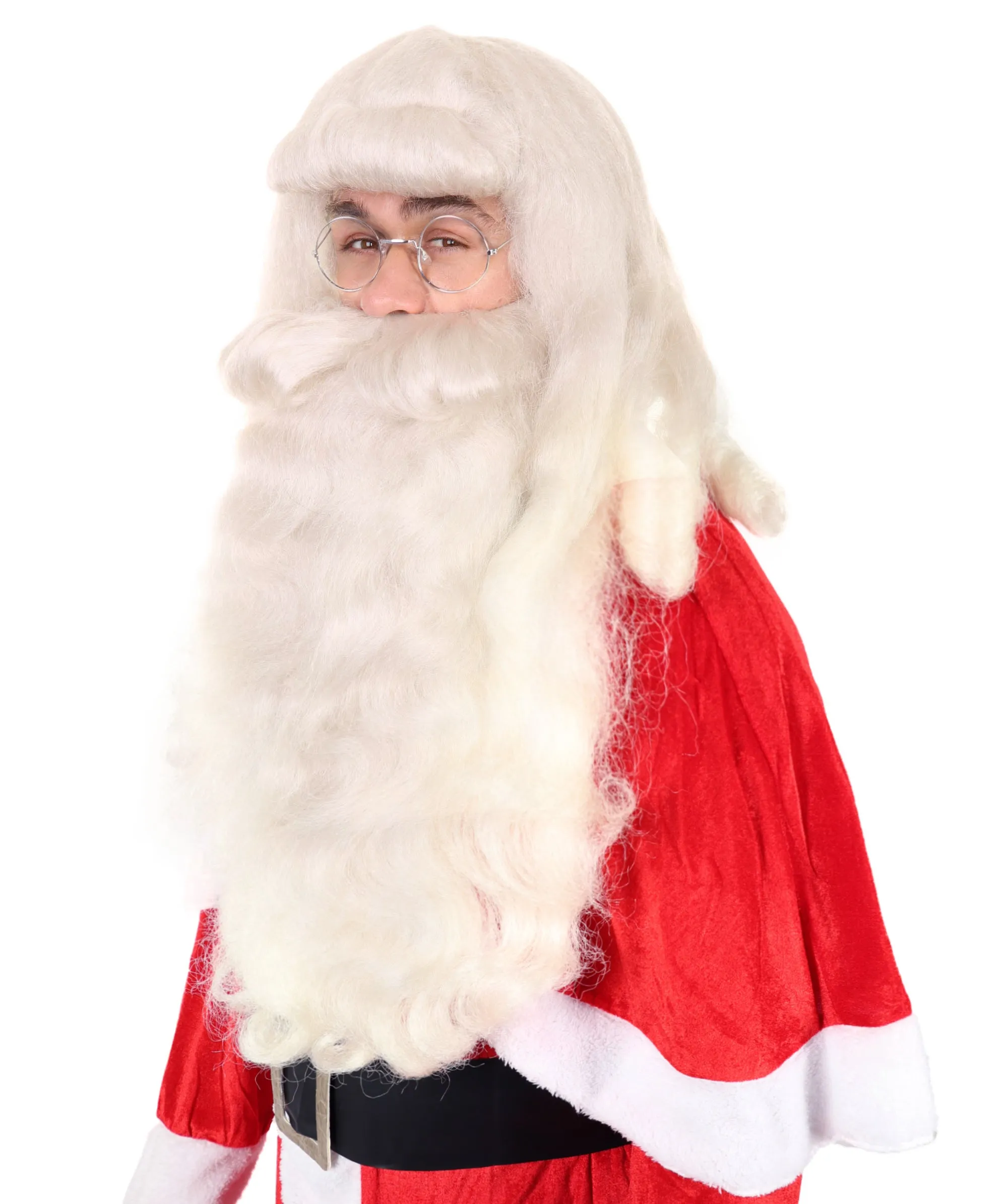 HPO Men's Santa Claus Long Wig and Beard Set | Premium Standard Cap