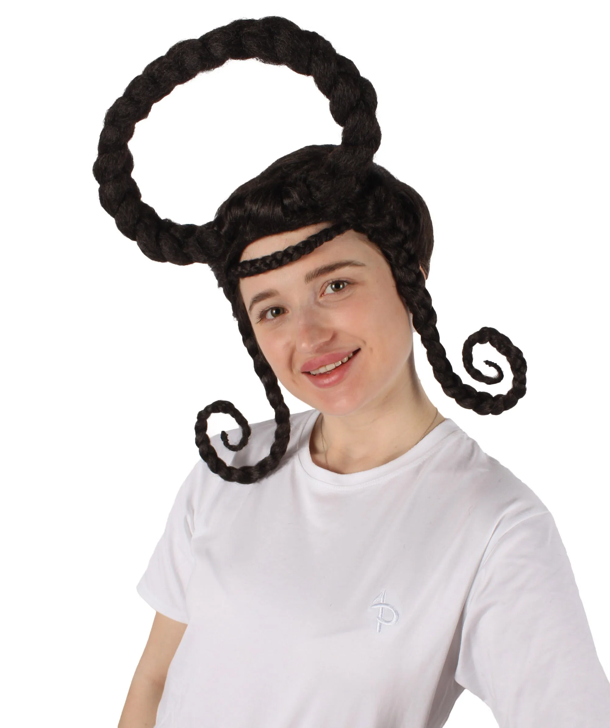 HPO Women's Curly Sculpture Braided Ring Wig | Flame-retardant Synthetic Fiber