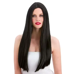 Long Black Classic Fancy Dress Party Wig Halloween Role Pay