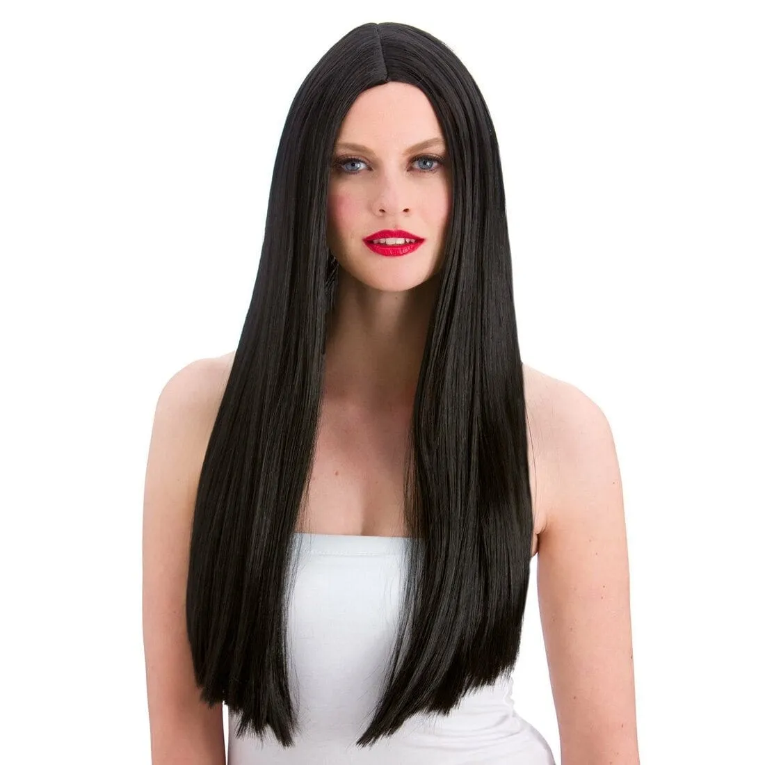 Long Black Classic Fancy Dress Party Wig Halloween Role Pay