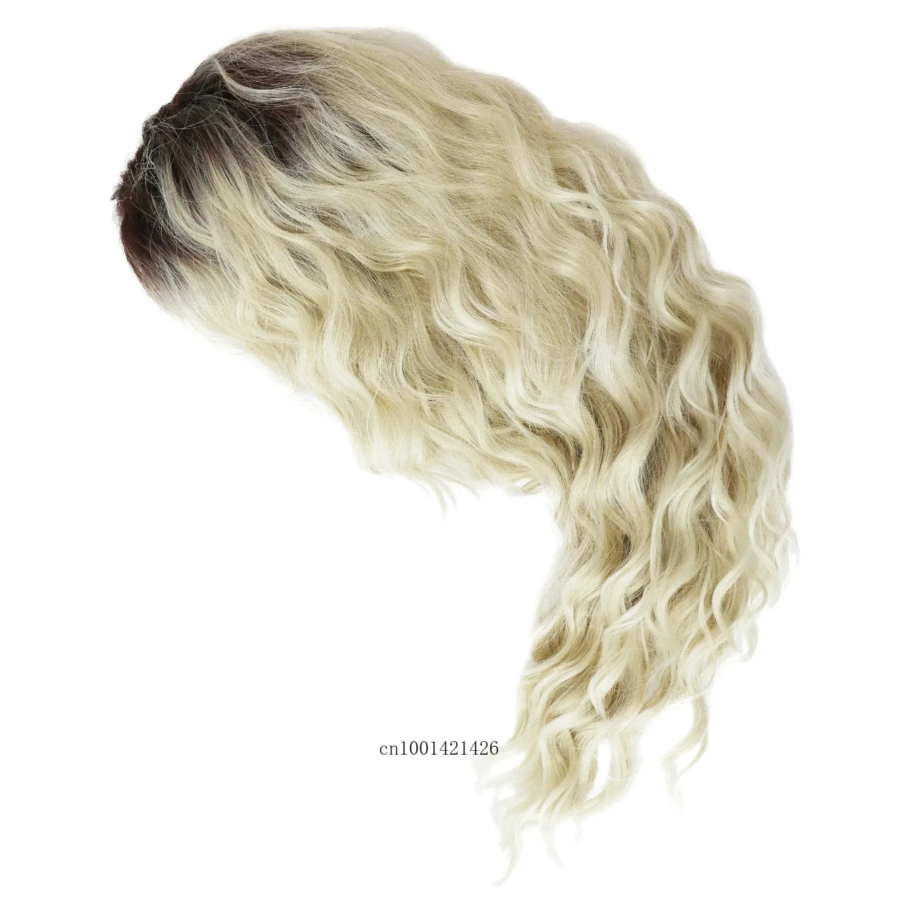 Long Curly Wigs for Women Synthetic Hair Ombre Blonde Wigs with Black Roots Natural Hairstyles Party Wig Cosplay Halloween Coser