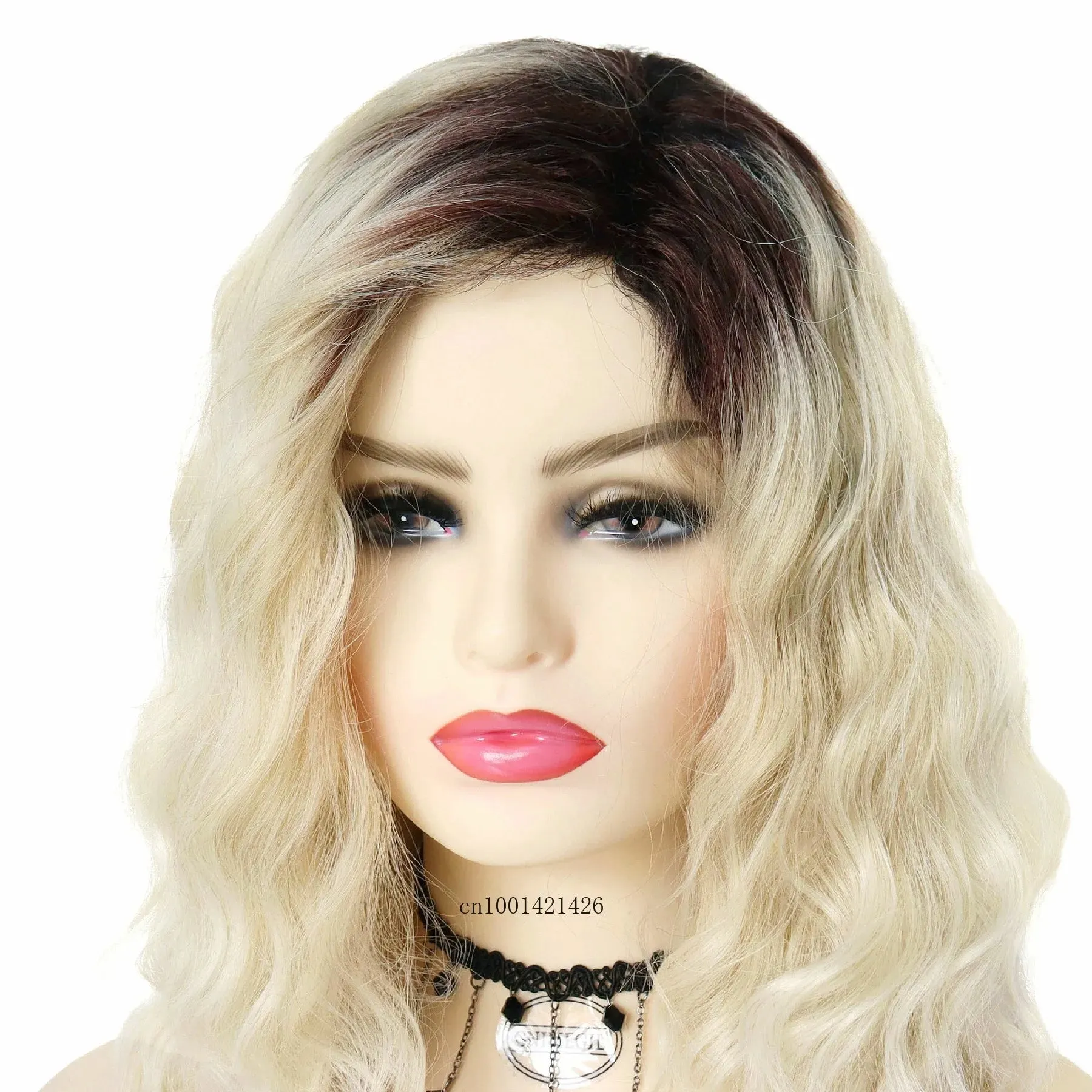Long Curly Wigs for Women Synthetic Hair Ombre Blonde Wigs with Black Roots Natural Hairstyles Party Wig Cosplay Halloween Coser