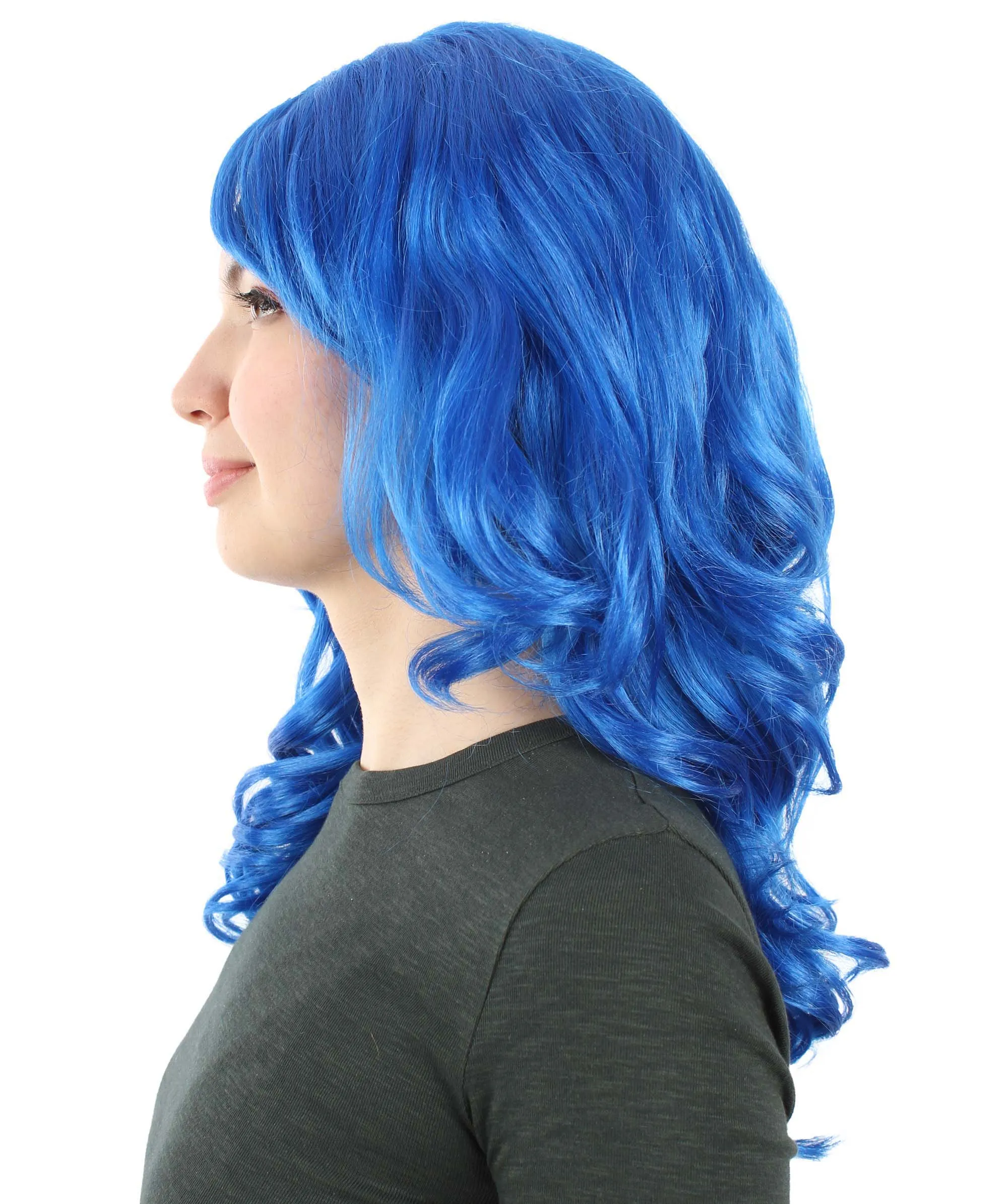 Long Length Wavy Cosplay Halloween Costume Party Hair Synthetic Fiber Mermaid Fairytale Wig, 18 Inches | HPO