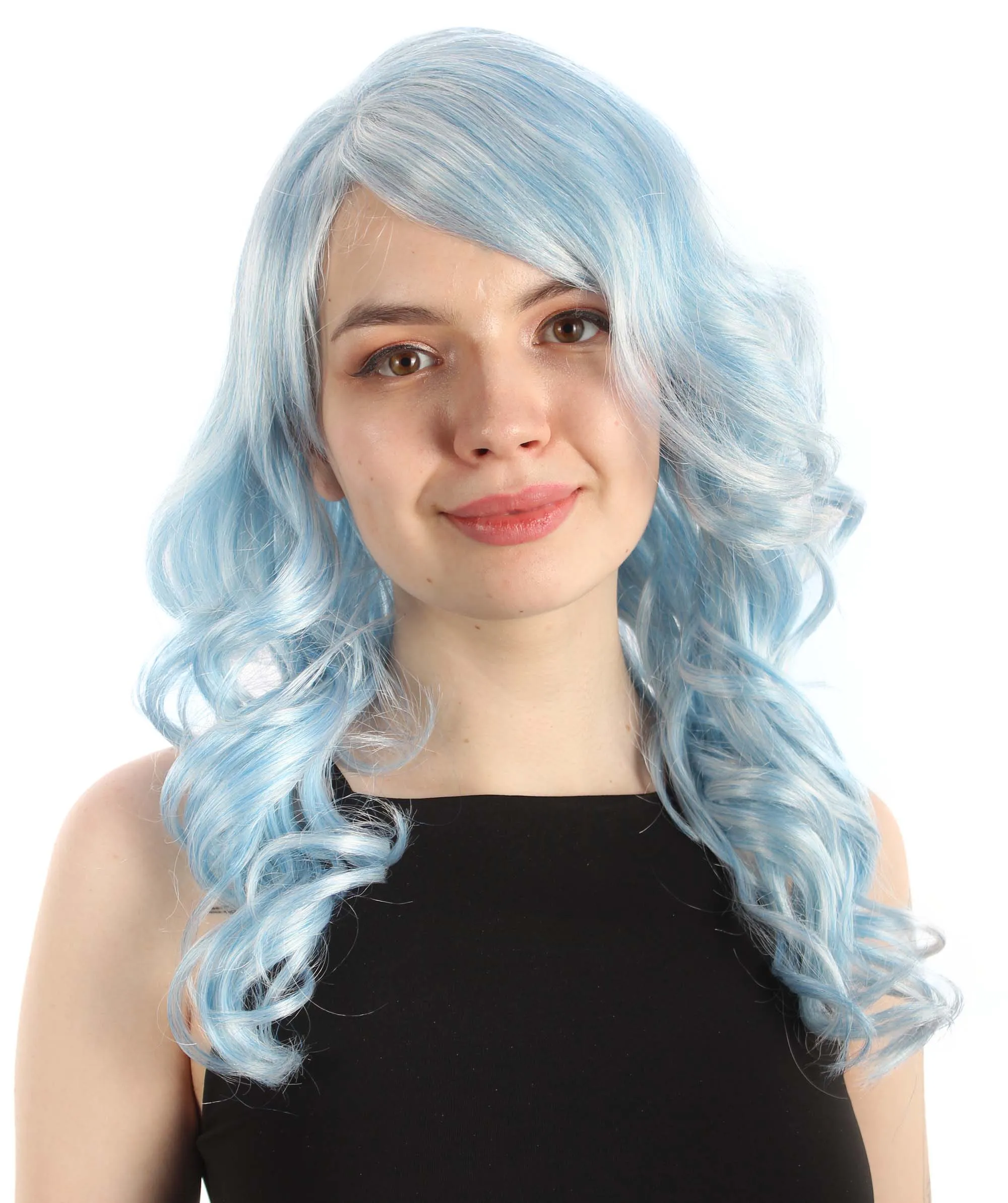 Long Length Wavy Cosplay Halloween Costume Party Hair Synthetic Fiber Mermaid Fairytale Wig, 18 Inches | HPO