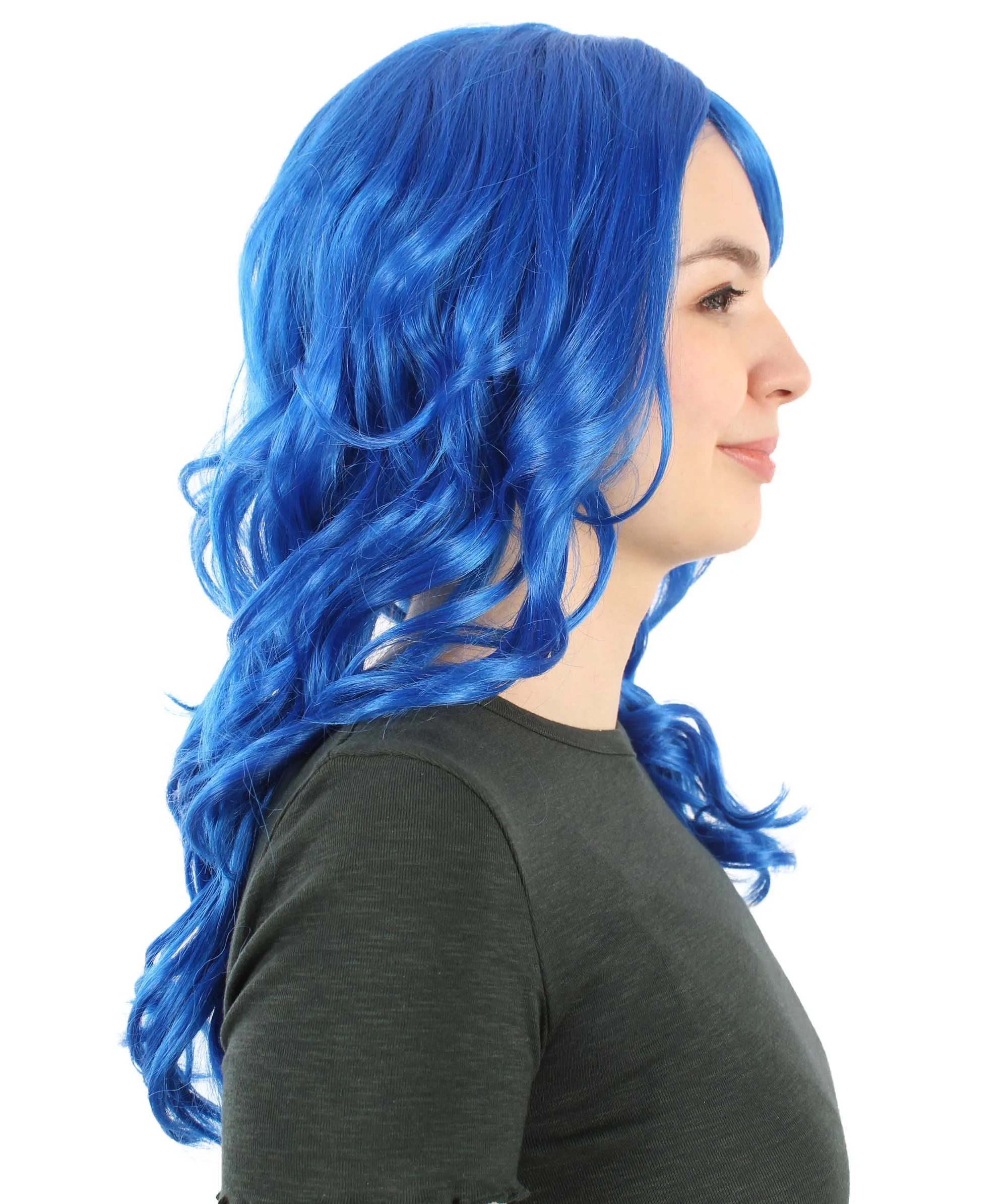 Long Length Wavy Cosplay Halloween Costume Party Hair Synthetic Fiber Mermaid Fairytale Wig, 18 Inches | HPO