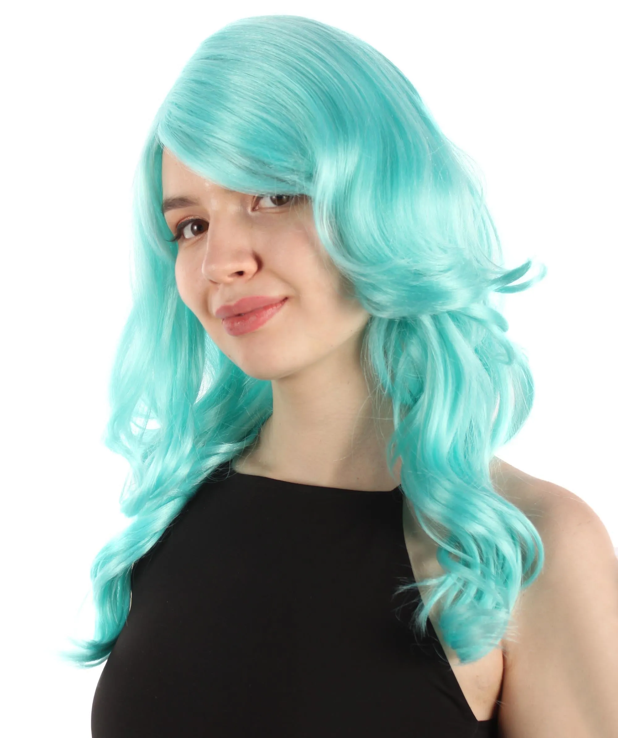 Long Length Wavy Cosplay Halloween Costume Party Hair Synthetic Fiber Mermaid Fairytale Wig, 18 Inches | HPO