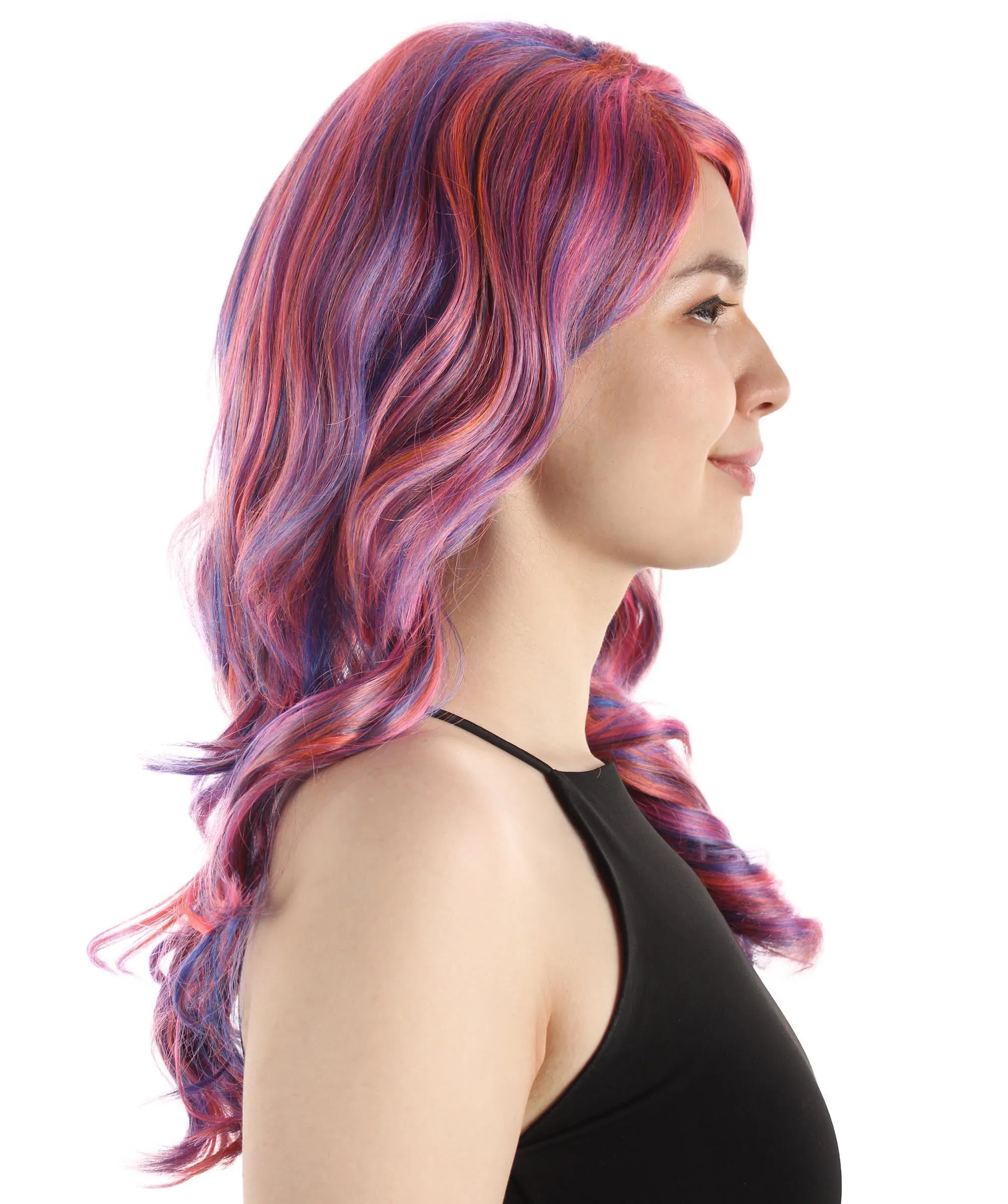 Long Length Wavy Cosplay Halloween Costume Party Hair Synthetic Fiber Mermaid Fairytale Wig, 18 Inches | HPO