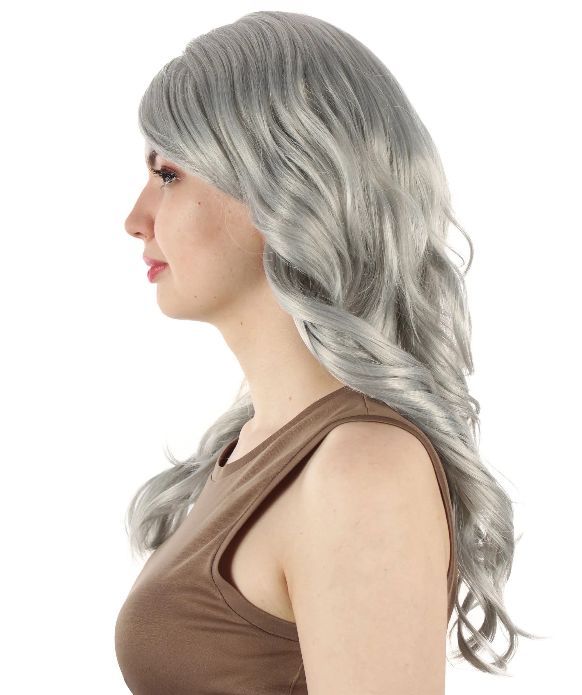 Long Length Wavy Cosplay Halloween Costume Party Hair Synthetic Fiber Mermaid Fairytale Wig, 18 Inches | HPO
