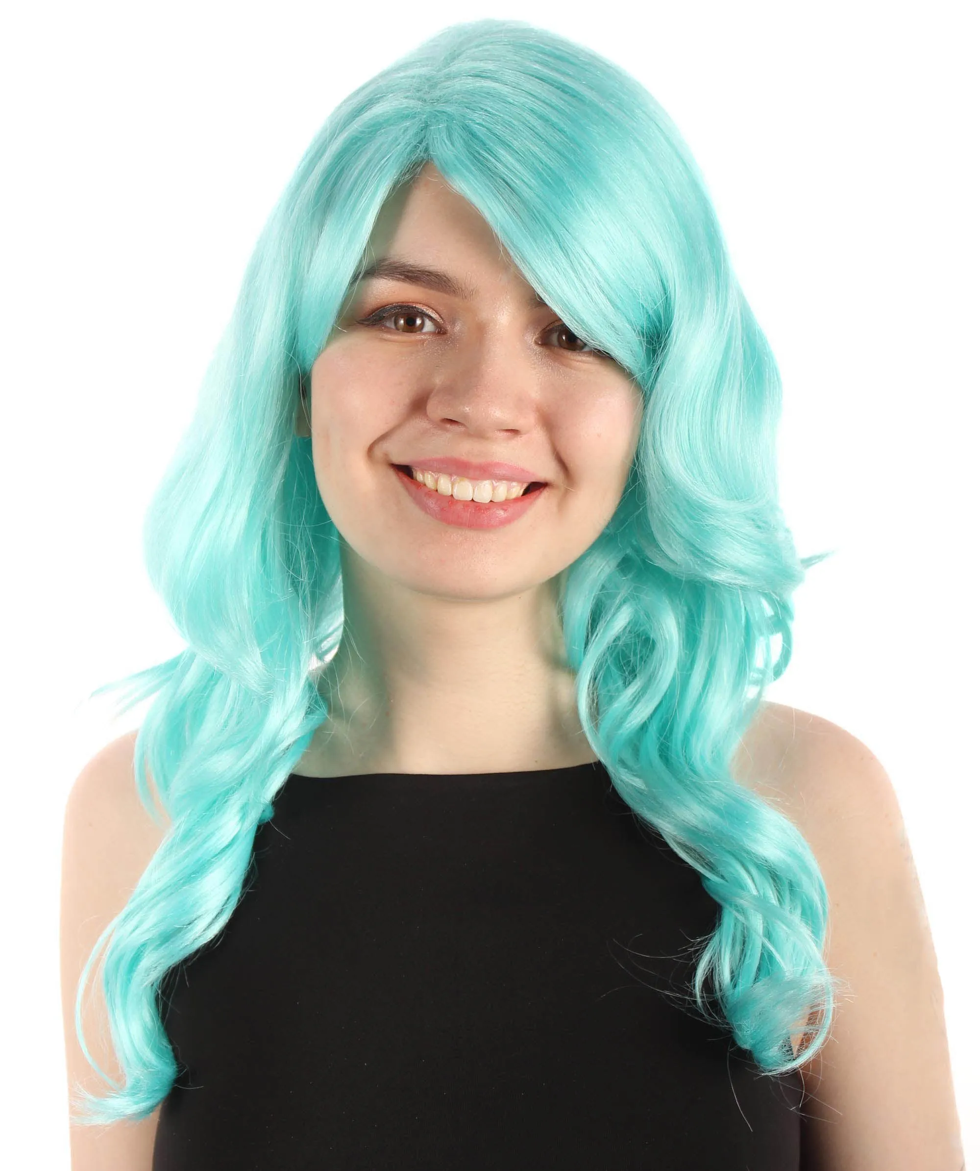 Long Length Wavy Cosplay Halloween Costume Party Hair Synthetic Fiber Mermaid Fairytale Wig, 18 Inches | HPO