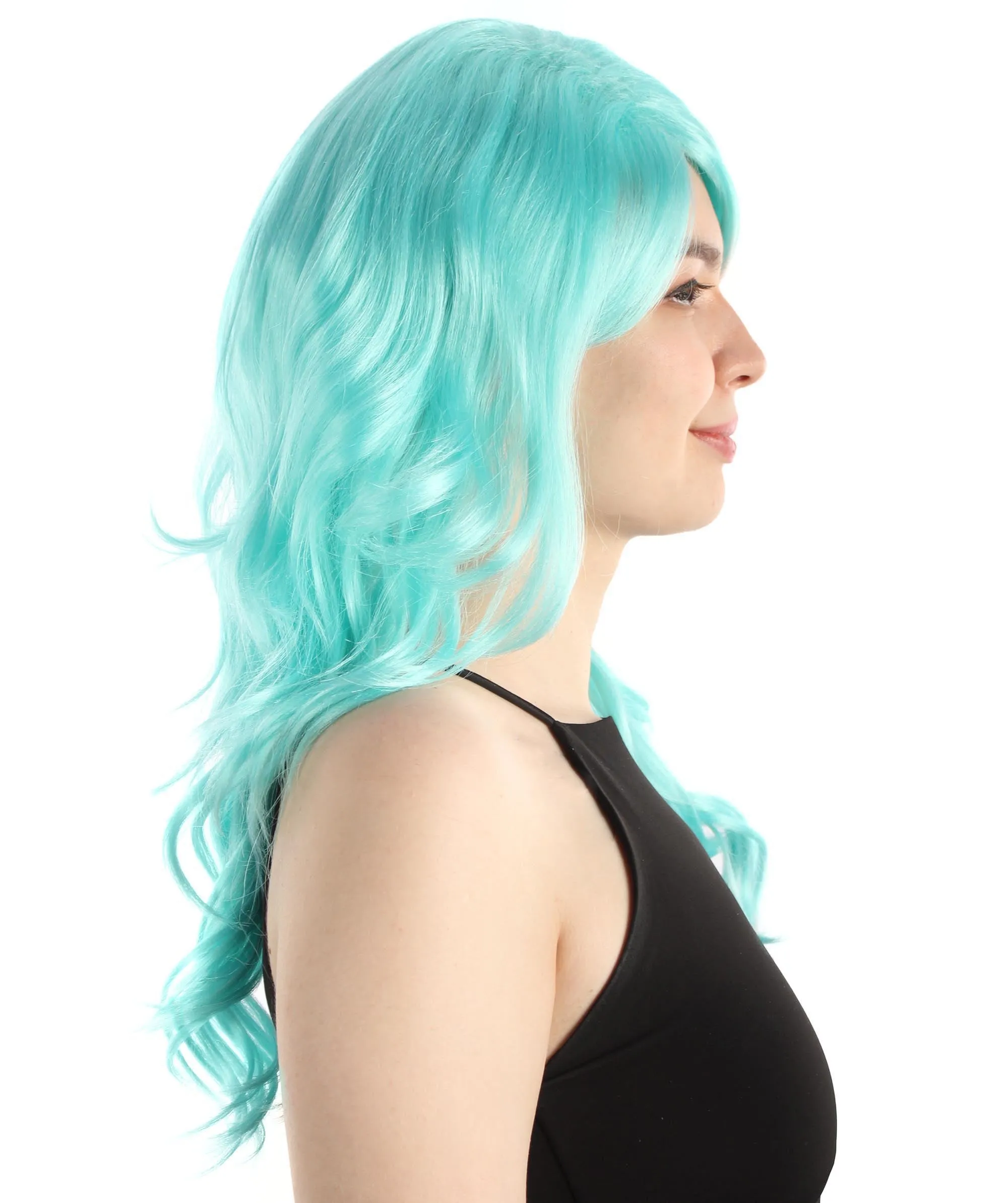 Long Length Wavy Cosplay Halloween Costume Party Hair Synthetic Fiber Mermaid Fairytale Wig, 18 Inches | HPO