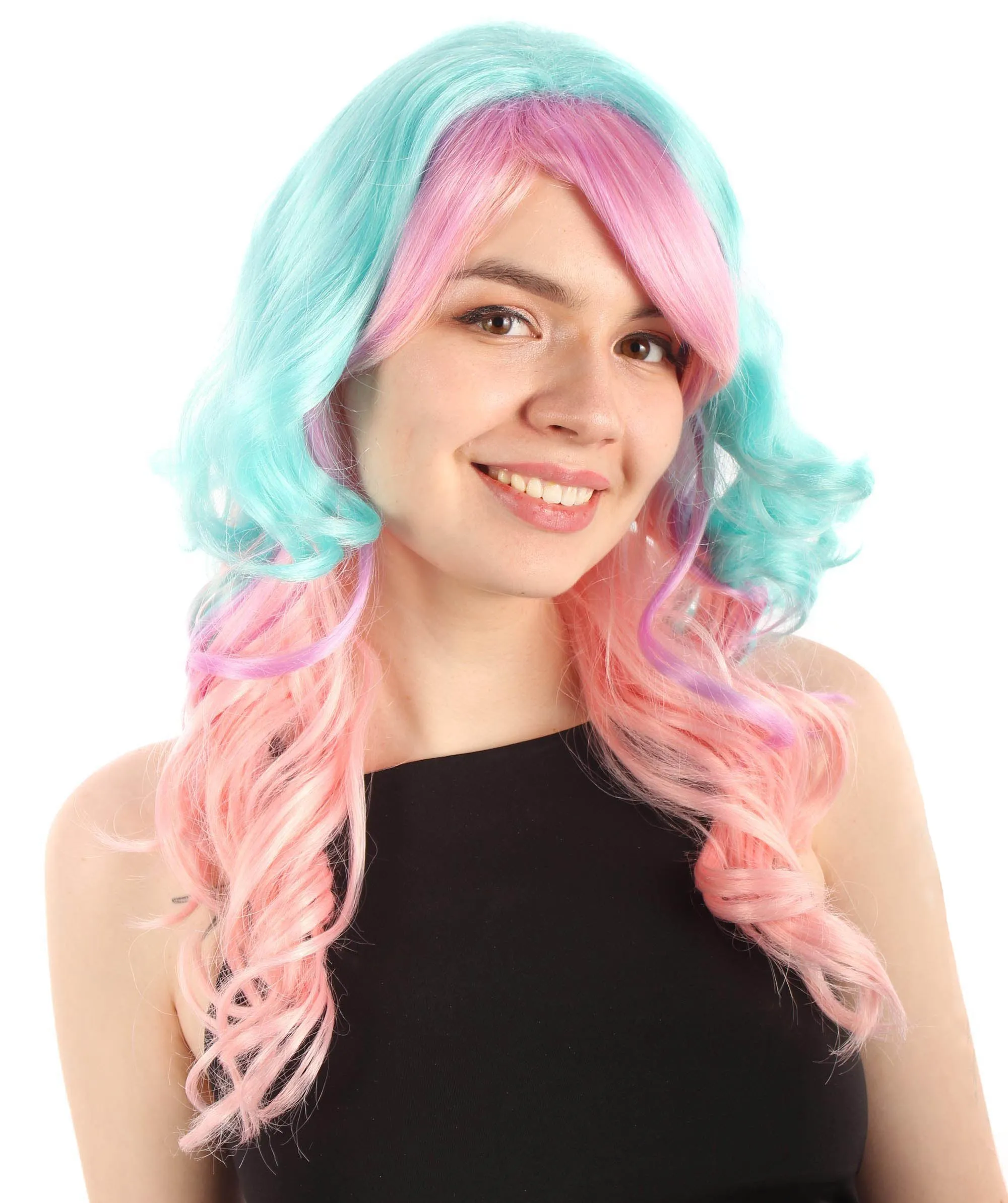 Long Length Wavy Cosplay Halloween Costume Party Hair Synthetic Fiber Mermaid Fairytale Wig, 18 Inches | HPO