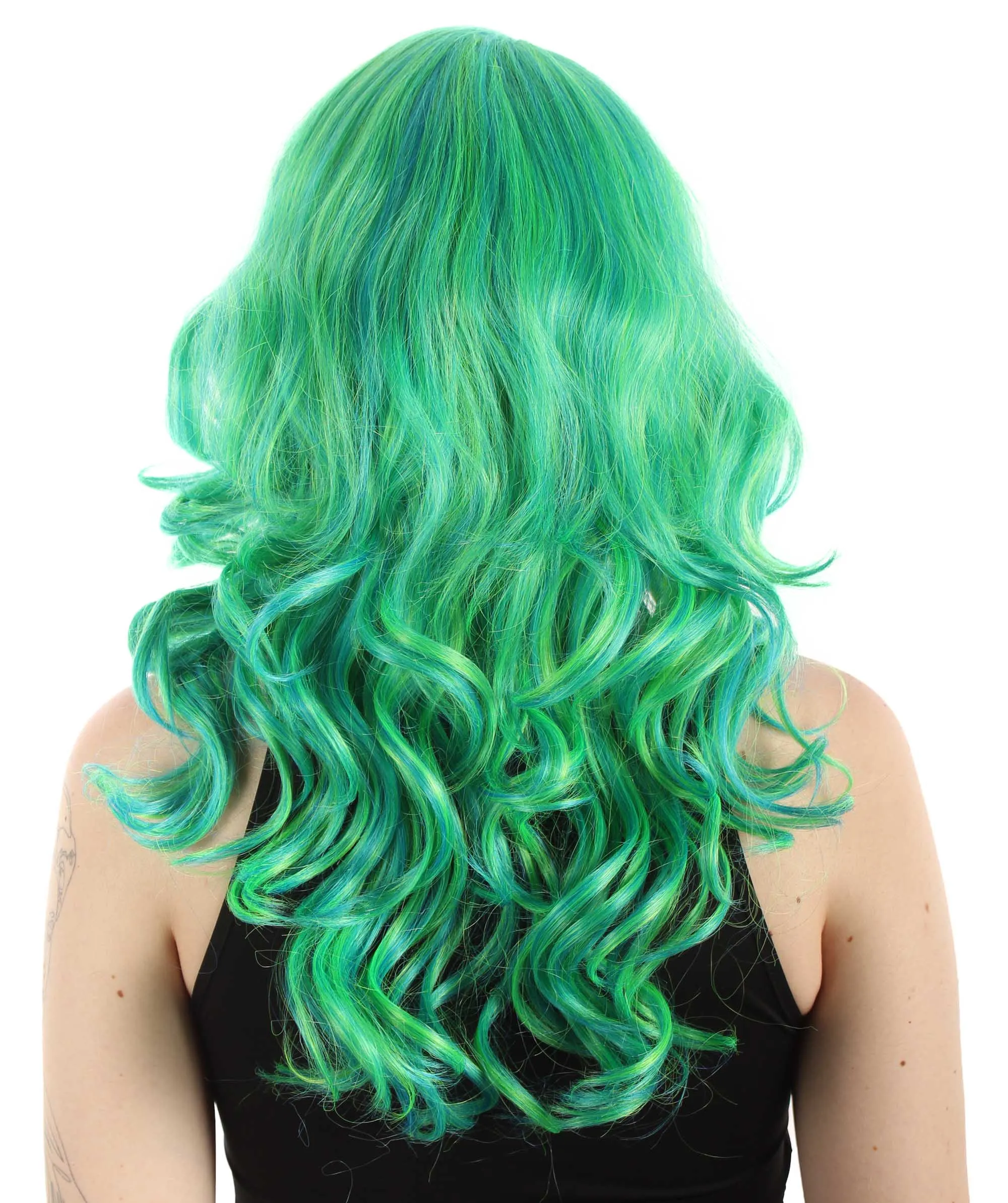 Long Length Wavy Cosplay Halloween Costume Party Hair Synthetic Fiber Mermaid Fairytale Wig, 18 Inches | HPO